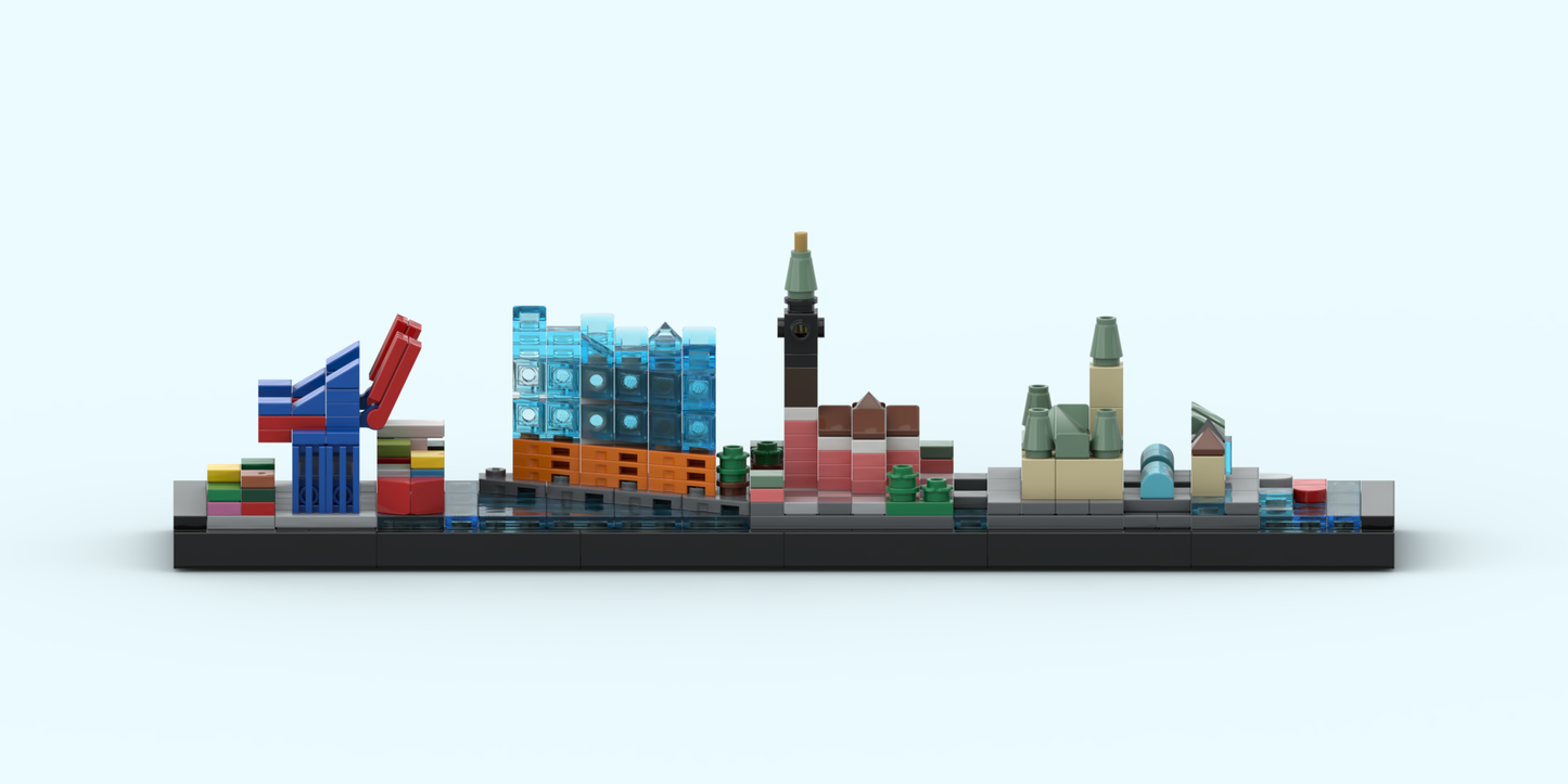 Skyline der Stadt Hamburg aus LEGO® Steinen