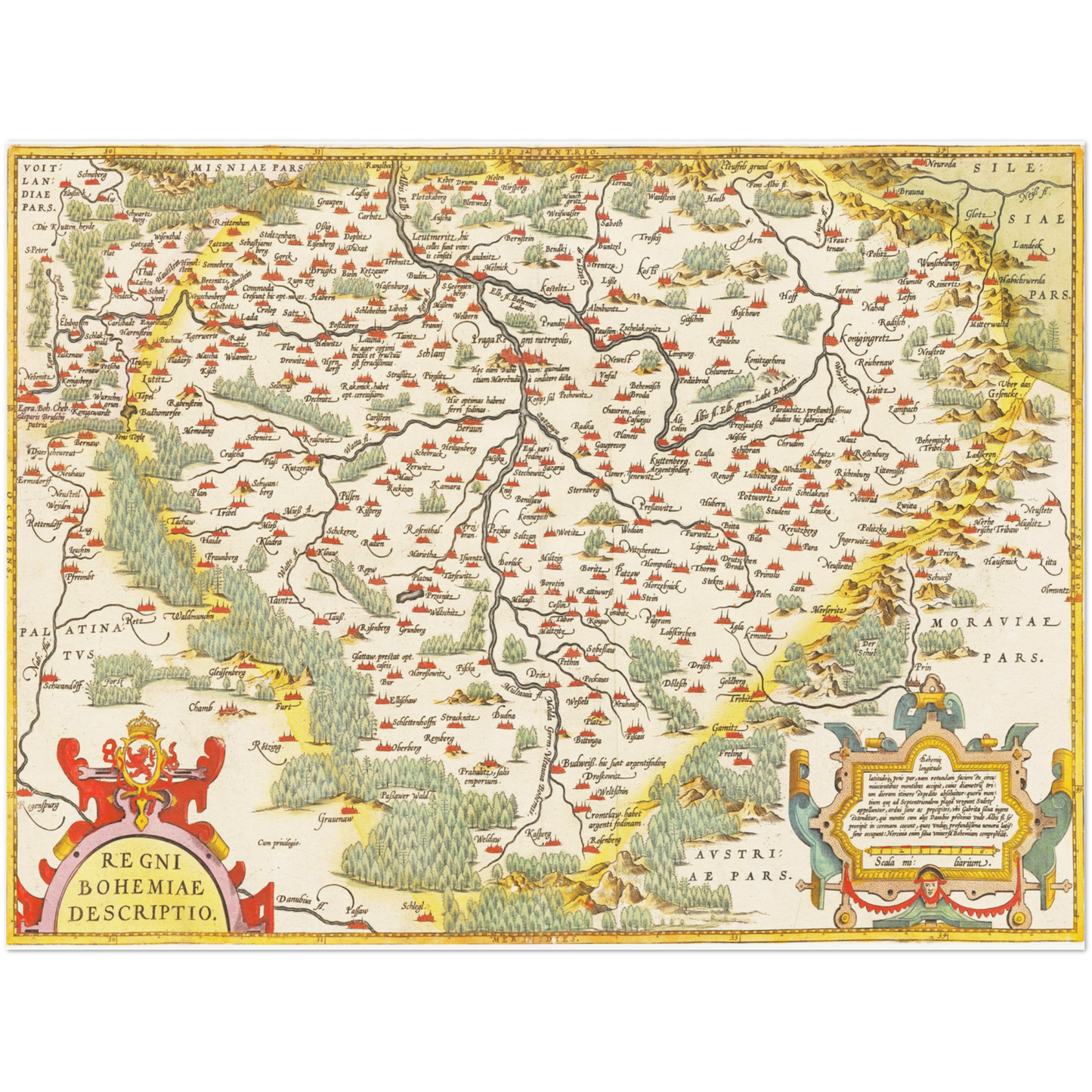 Historische Landkarte Böhmen um 1609