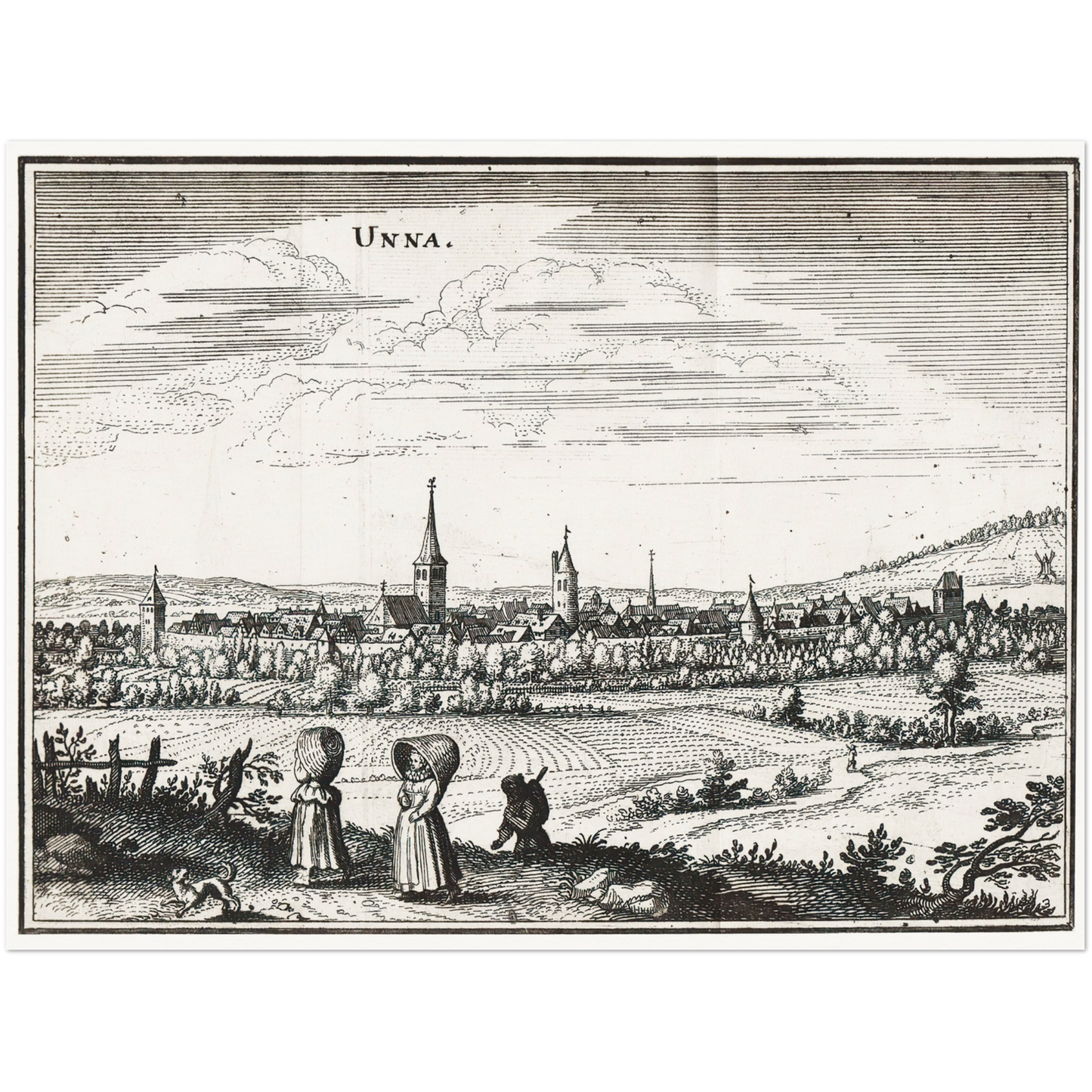 Historische Stadtansicht Unna um 1650