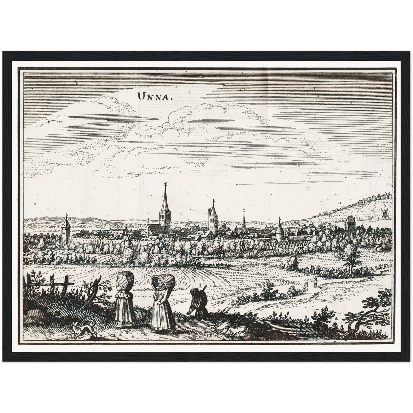 Historische Stadtansicht Unna um 1650
