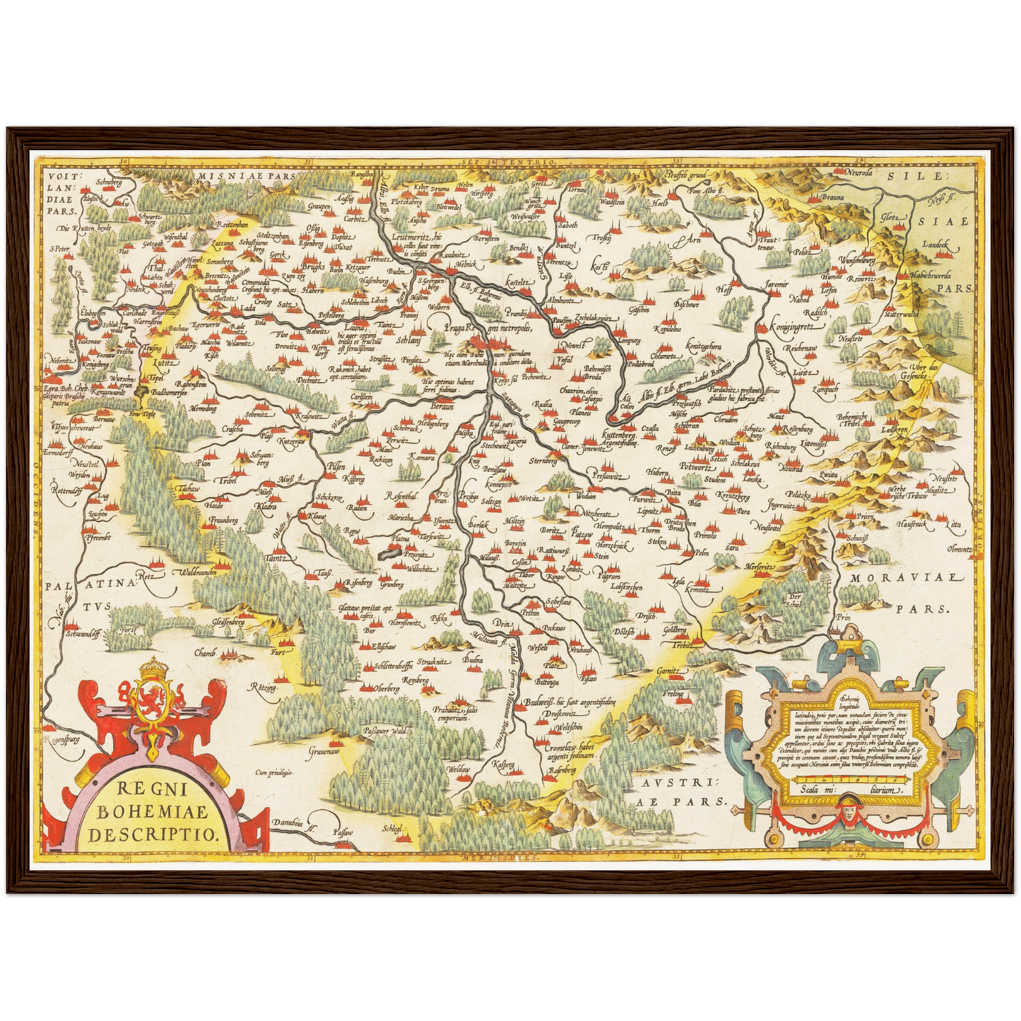Historische Landkarte Böhmen um 1609