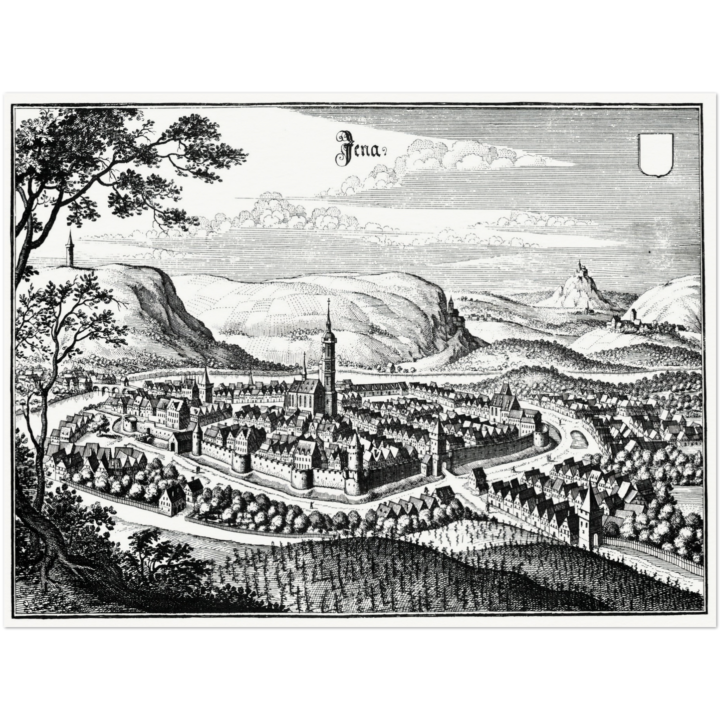 Historische Stadtansicht Jena um 1650