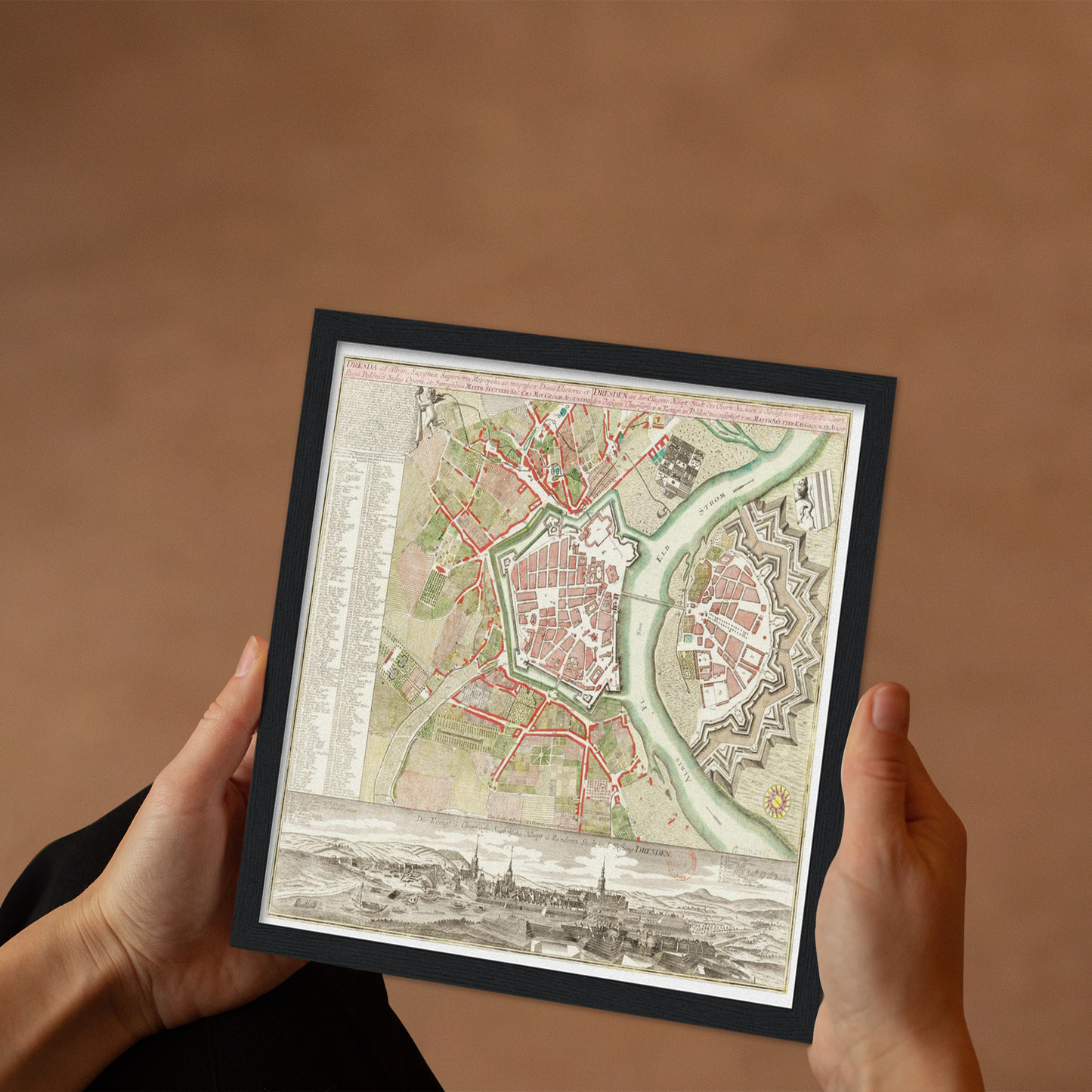 Historischer Stadtplan Dresden um 1750