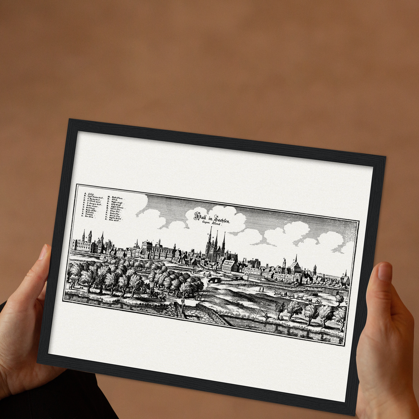 Historische Stadtansicht Halle (Saale) um 1653