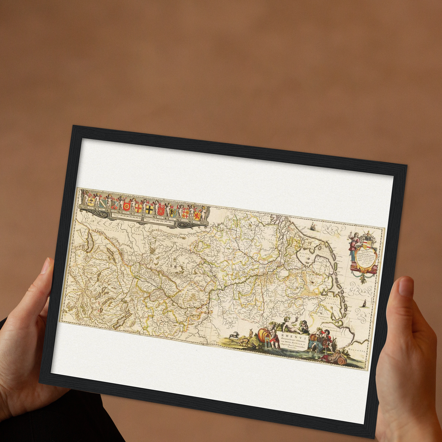 Historische Landkarte Lauf des Rhein um 1635