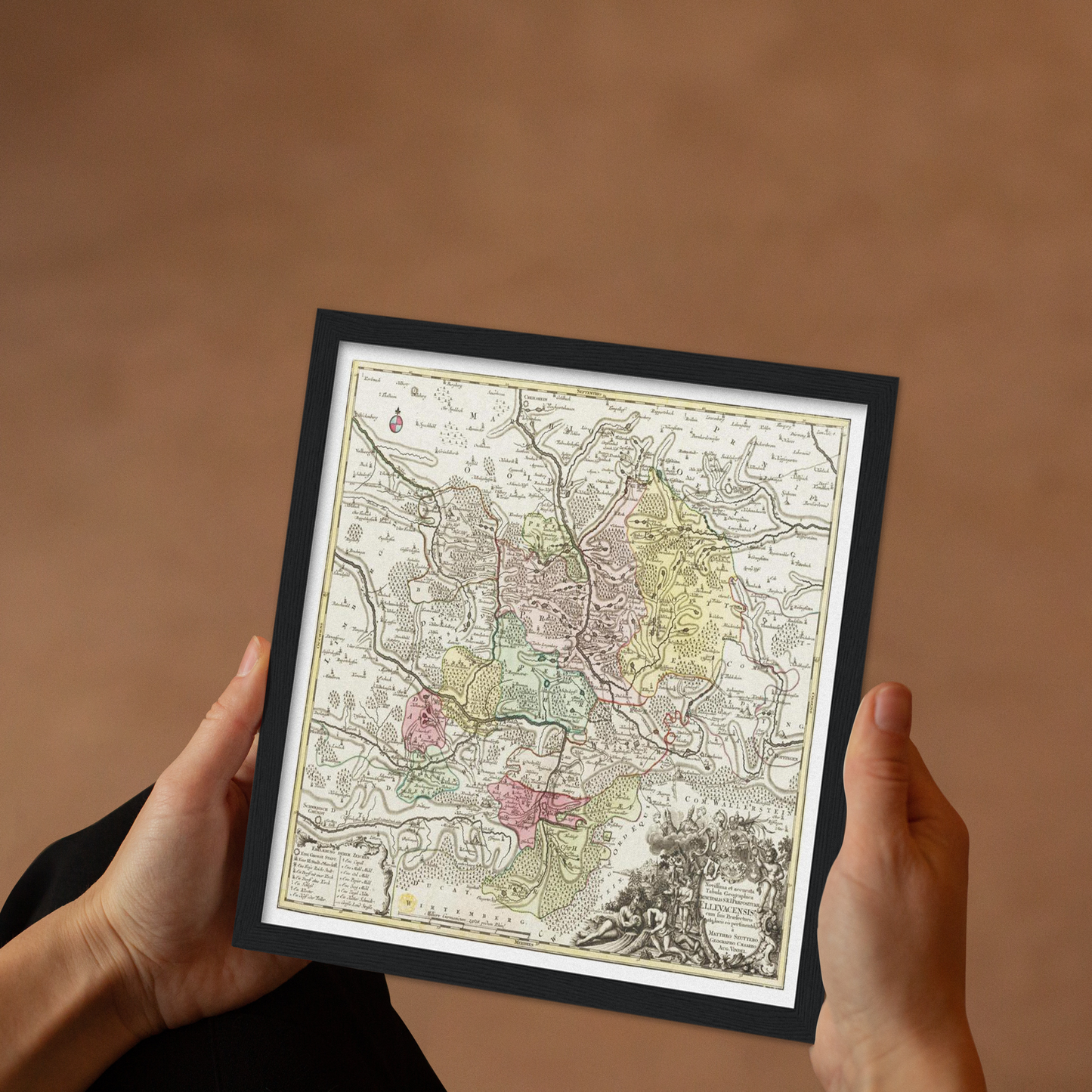 Historische Landkarte Ellwangen um 1750