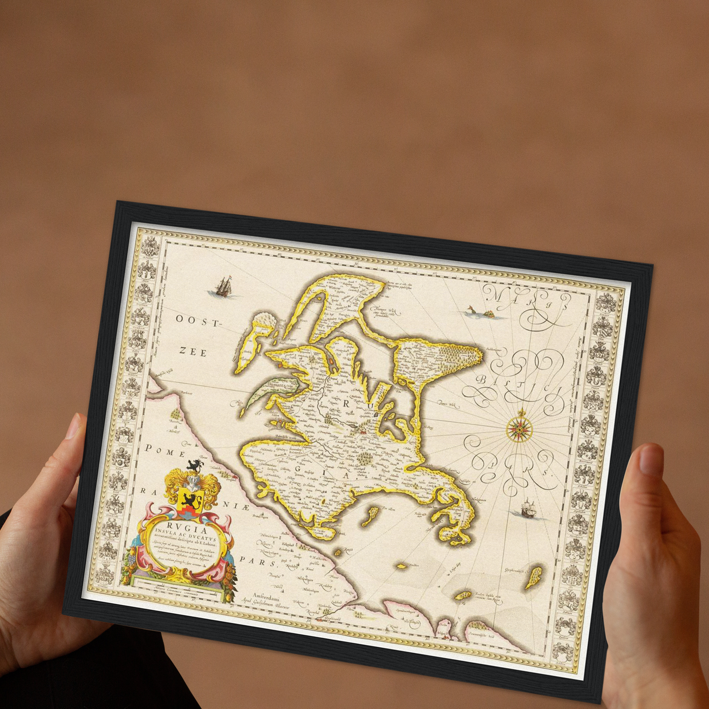 Historische Landkarte Insel Rügen um 1635
