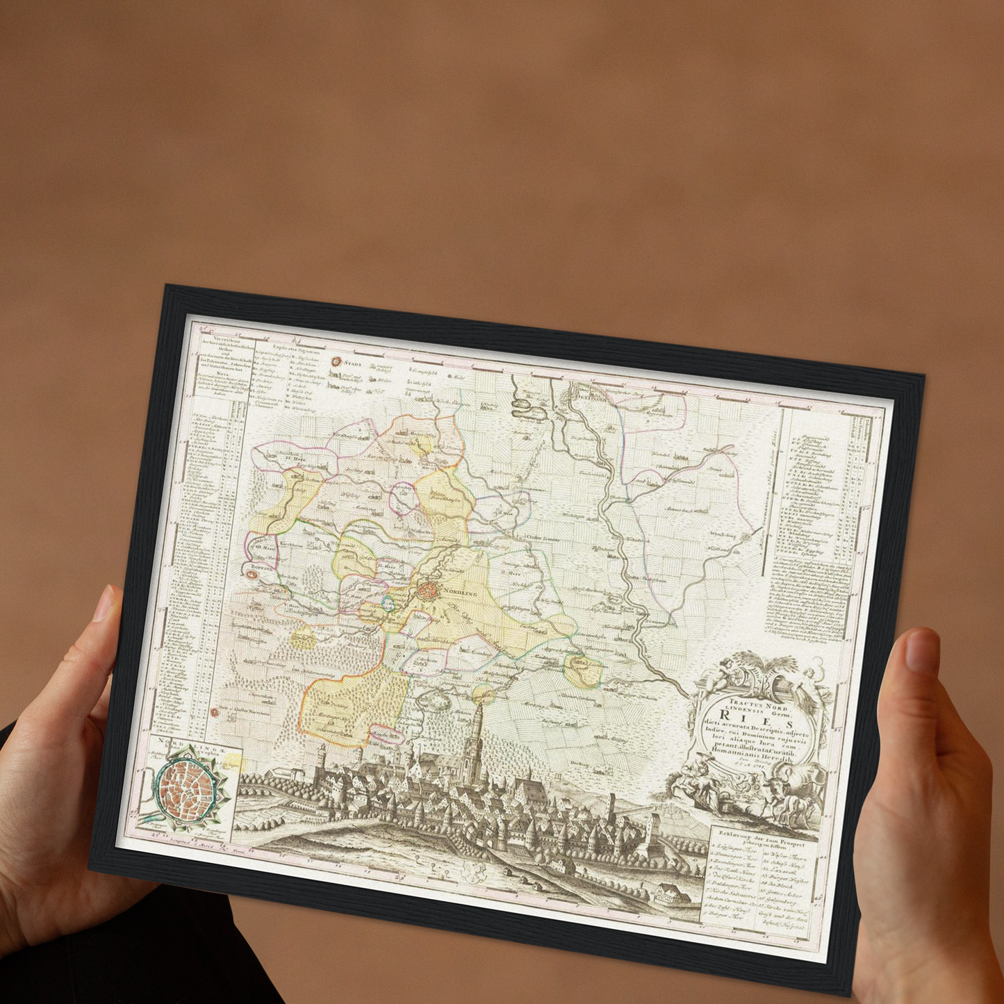 Historische Landkarte Nördlingen um 1738