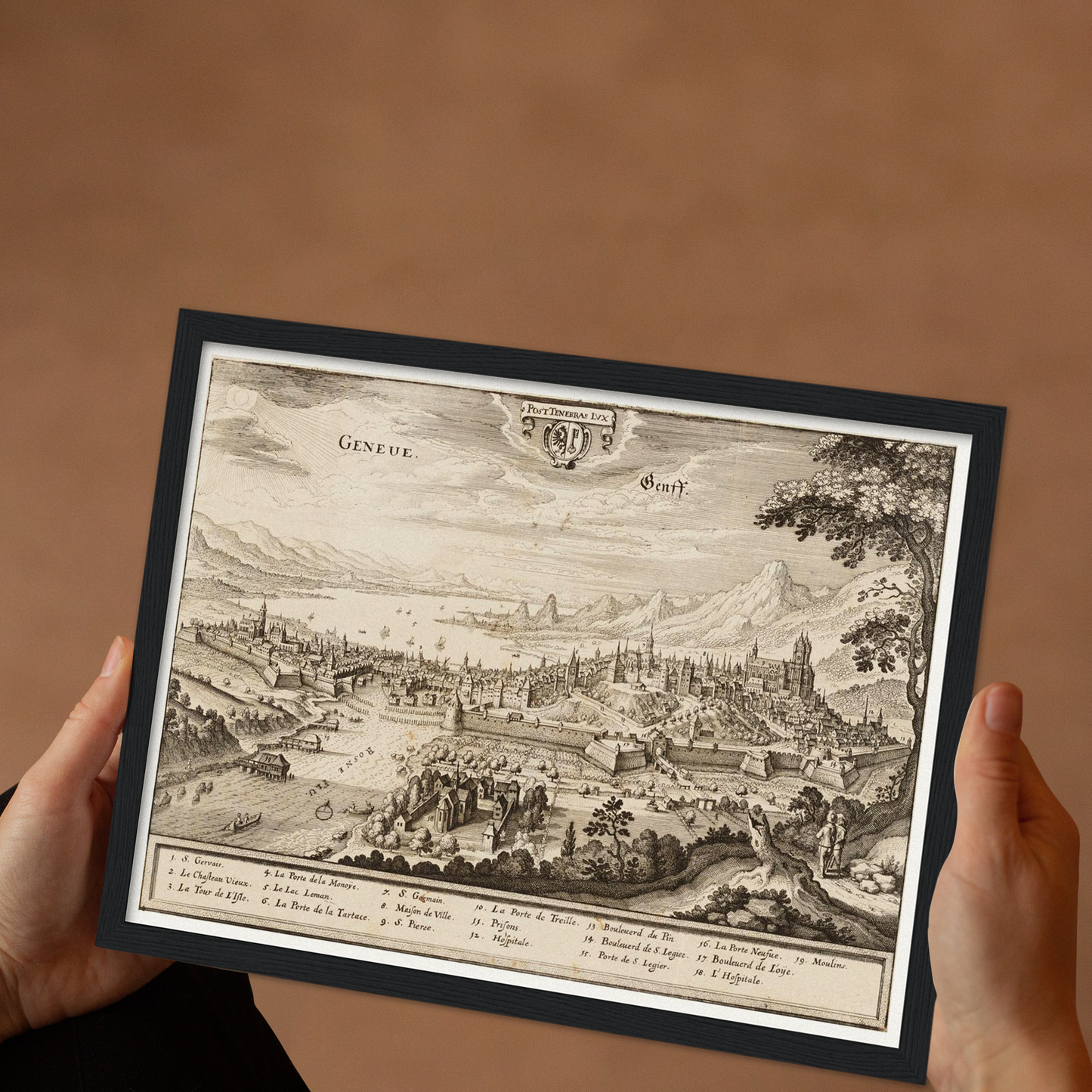 Historische Stadtansicht Genf um 1650
