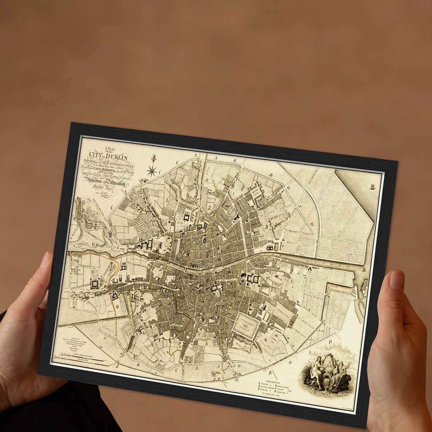 Historischer Stadtplan Dublin um 1797