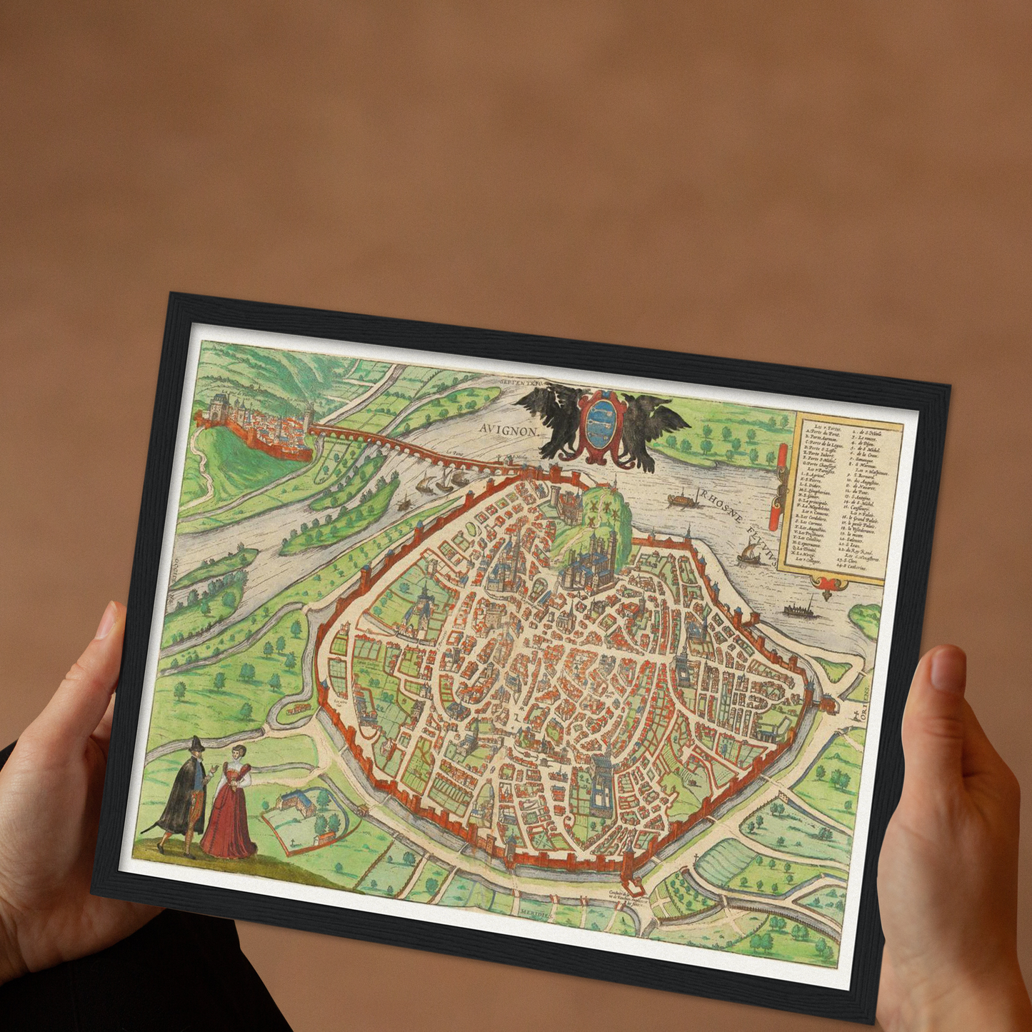 Historische Stadtansicht Avignon um 1609