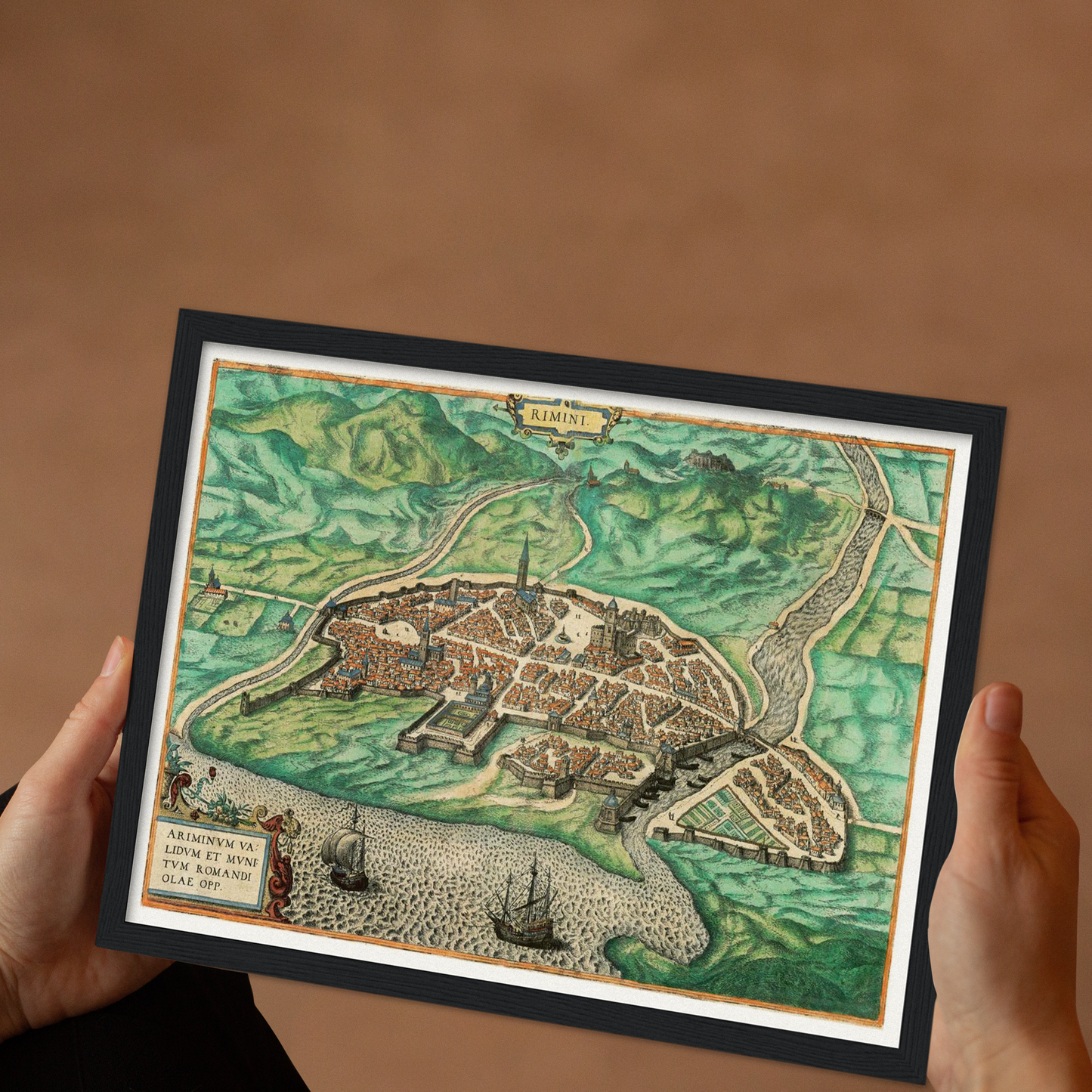 Historische Stadtansicht Rimini um 1609