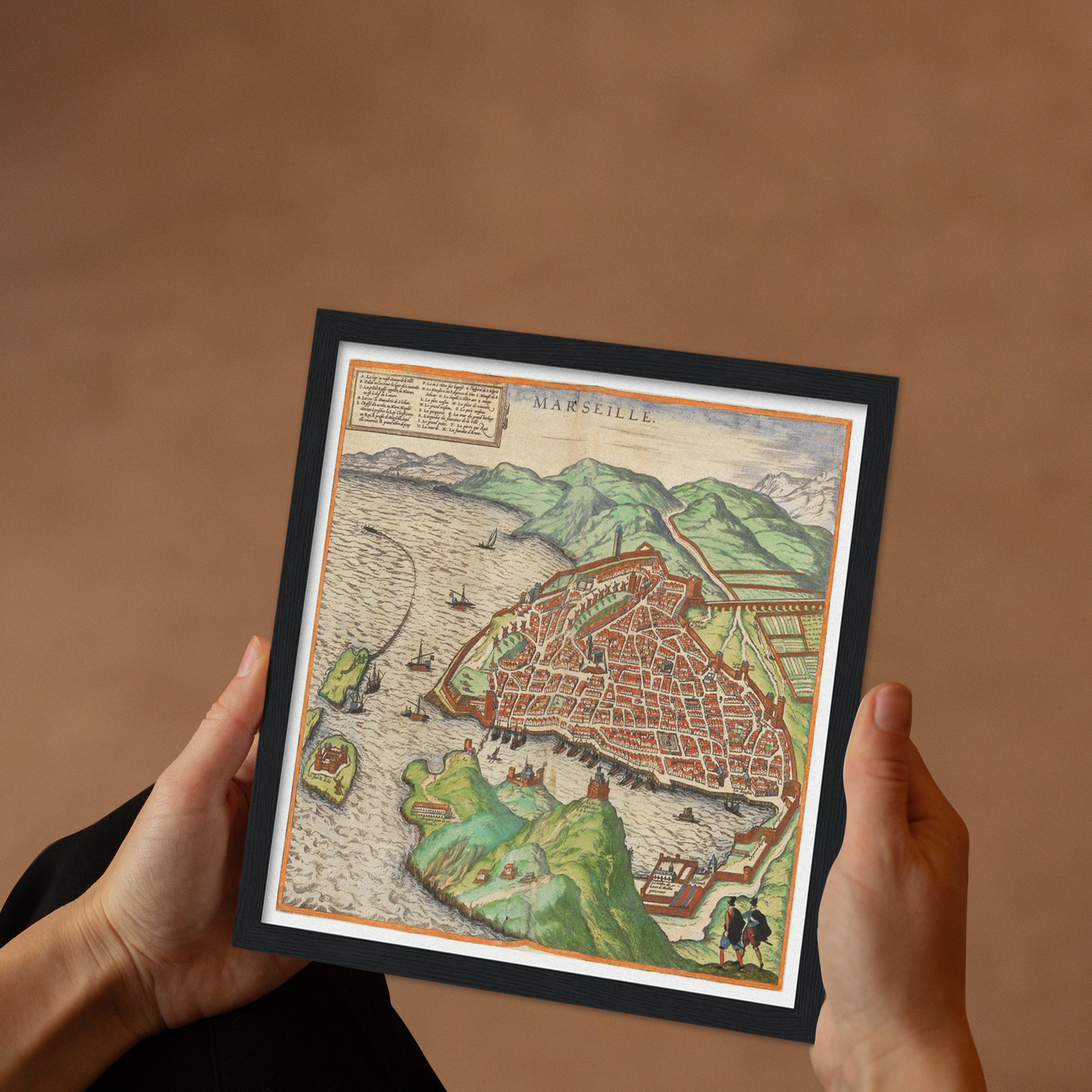 Historische Stadtansicht Marseille um 1609