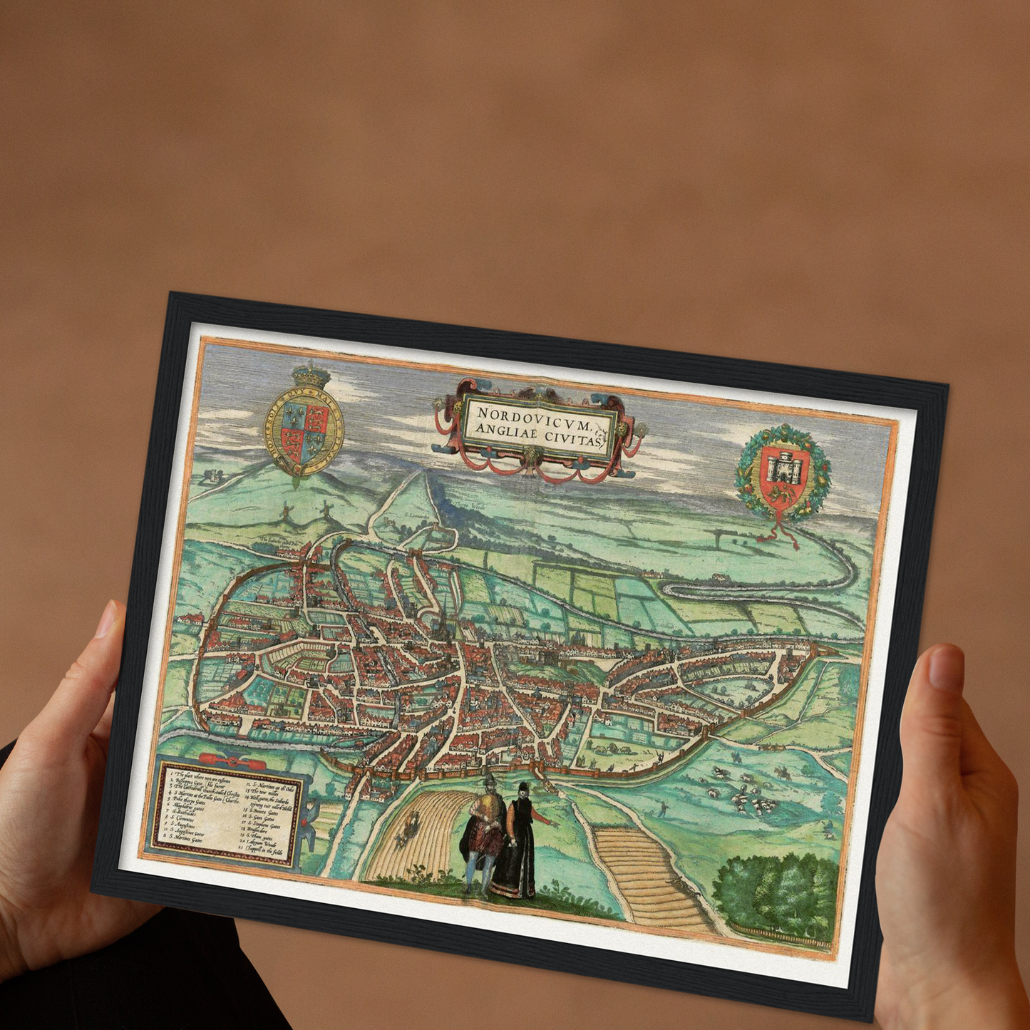Historische Stadtansicht Norwich um 1609
