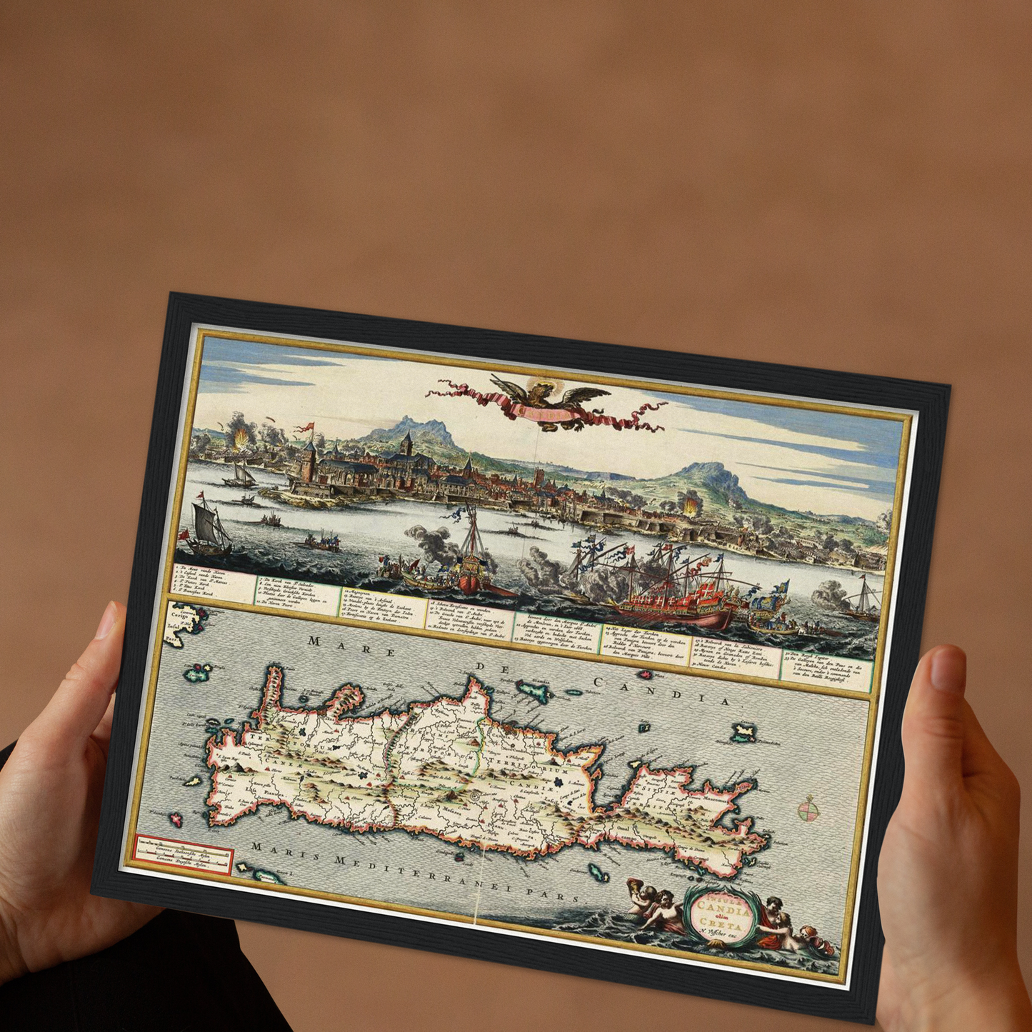 Historische Landkarte Kreta um 1668