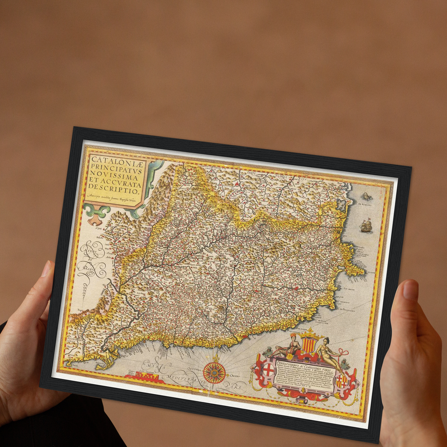 Historische Landkarte Katalonien um 1609