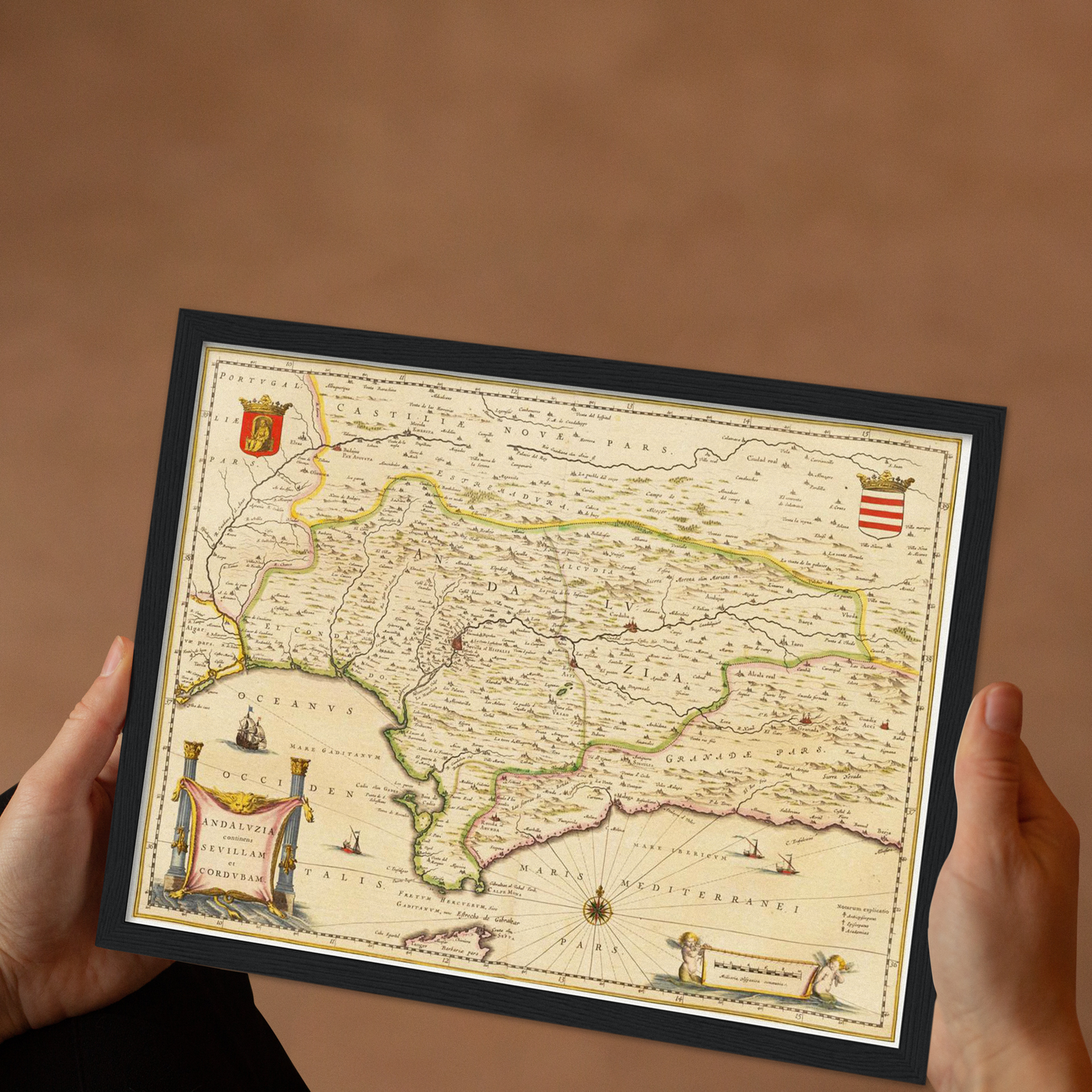Historische Landkarte Andalusien um 1635