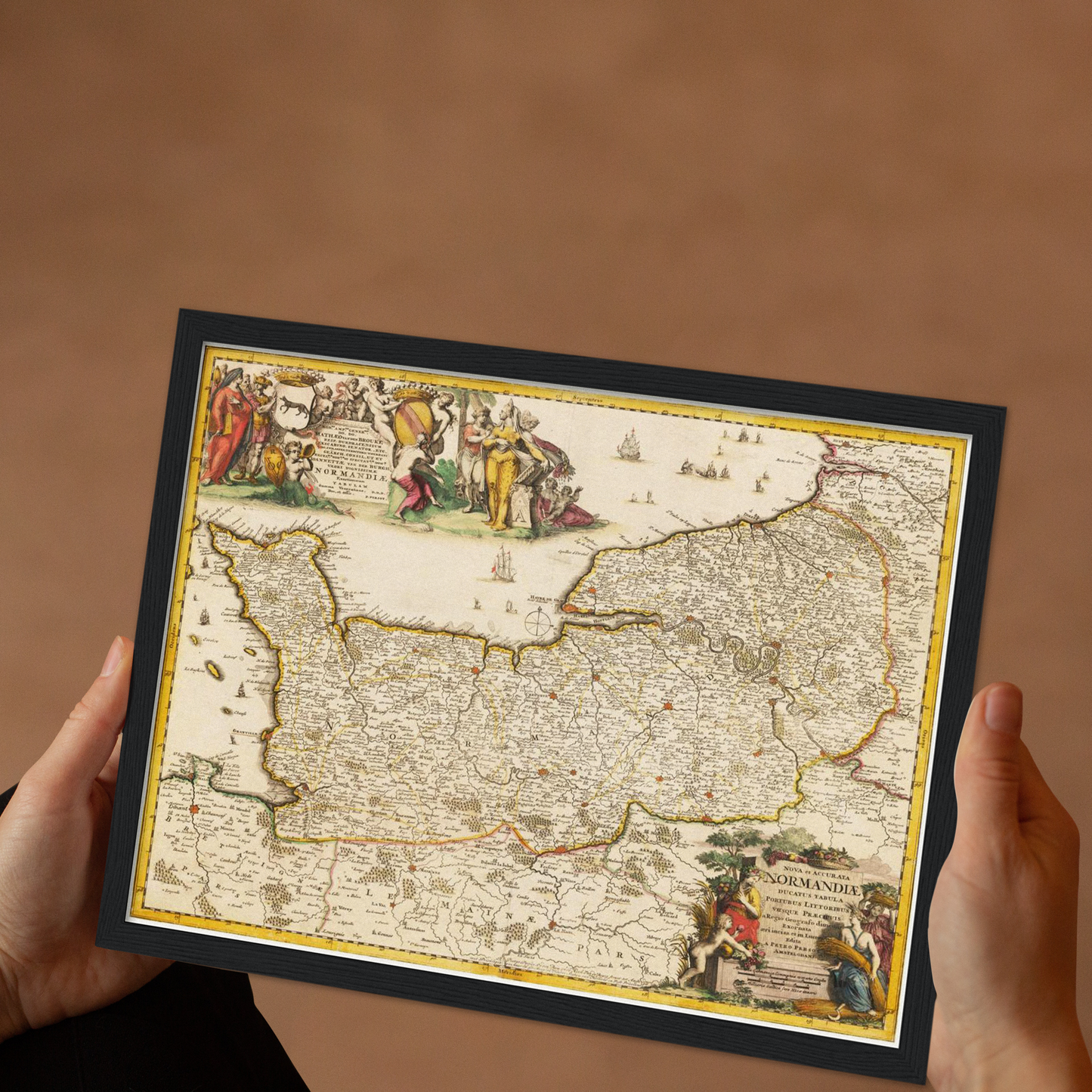 Historische Landkarte Normandie um 1698