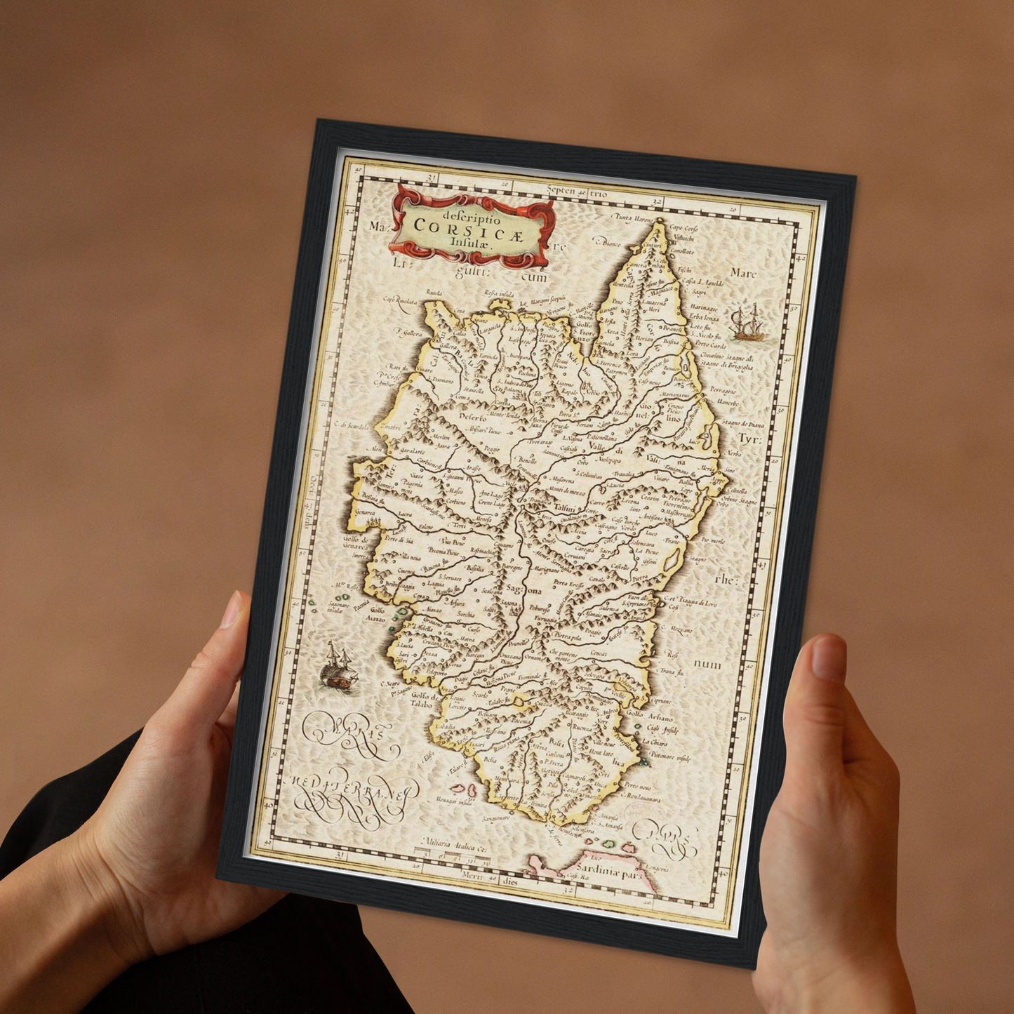 Historische Landkarte Korsika um 1650