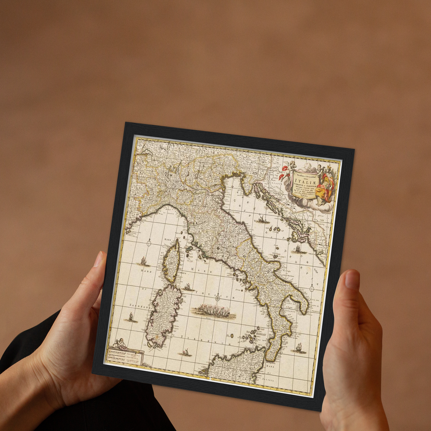 Historische Landkarte Italien um 1698