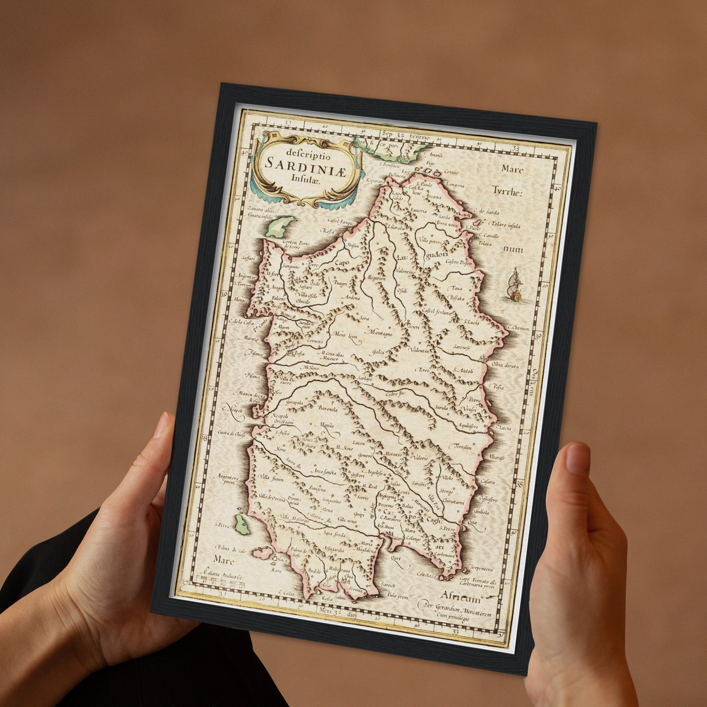 Historische Landkarte Sardinien um 1698