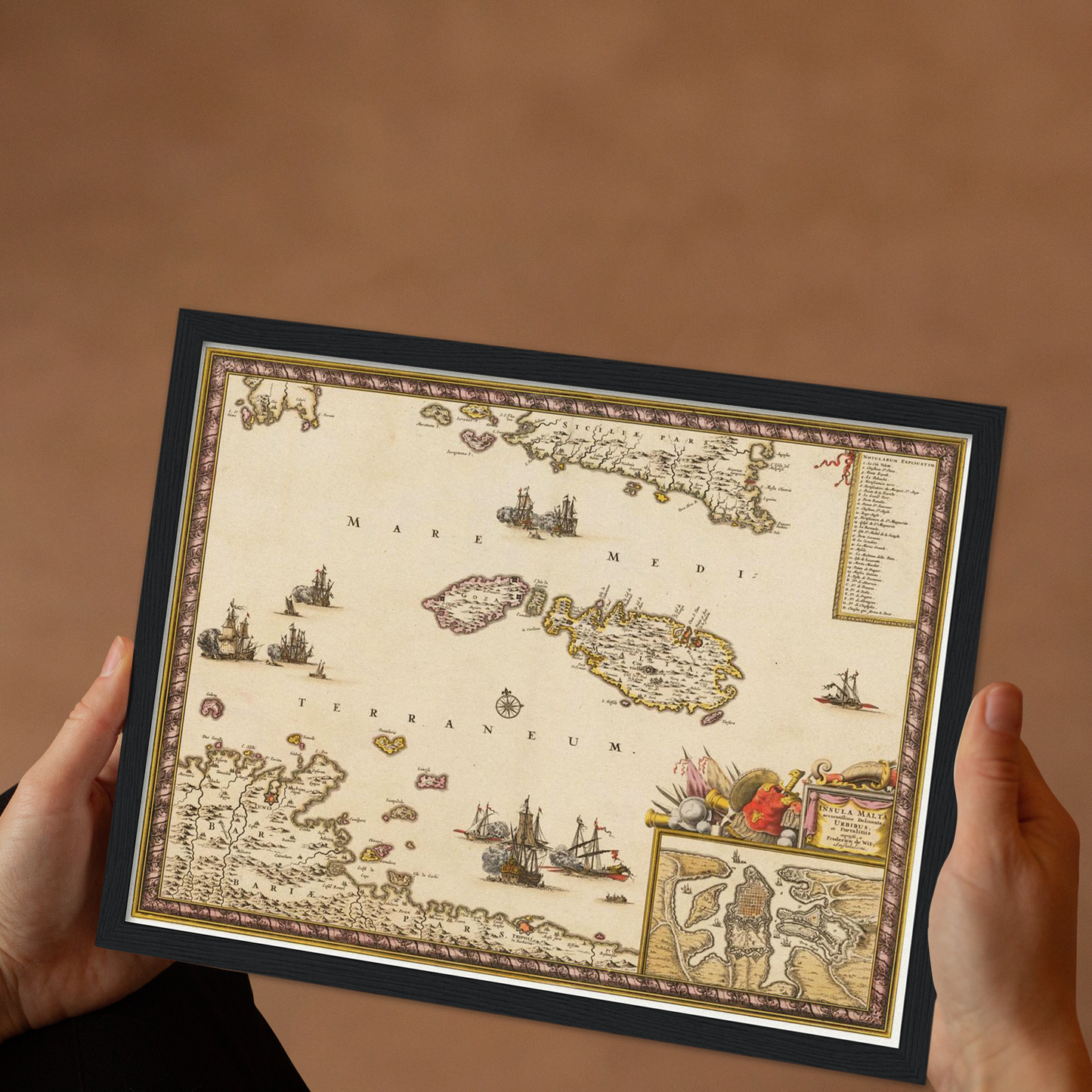 Historische Landkarte Malta um 1698