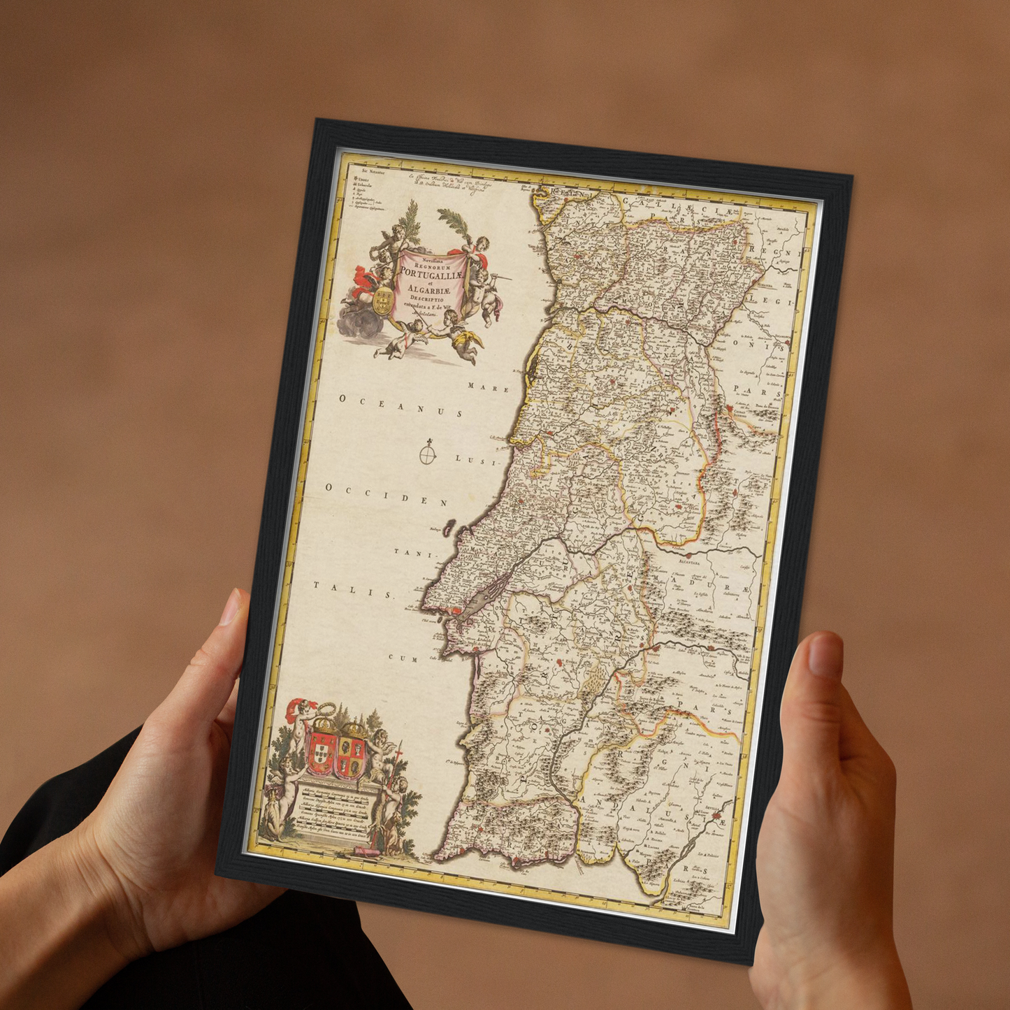 Historische Landkarte Portugal um 1698