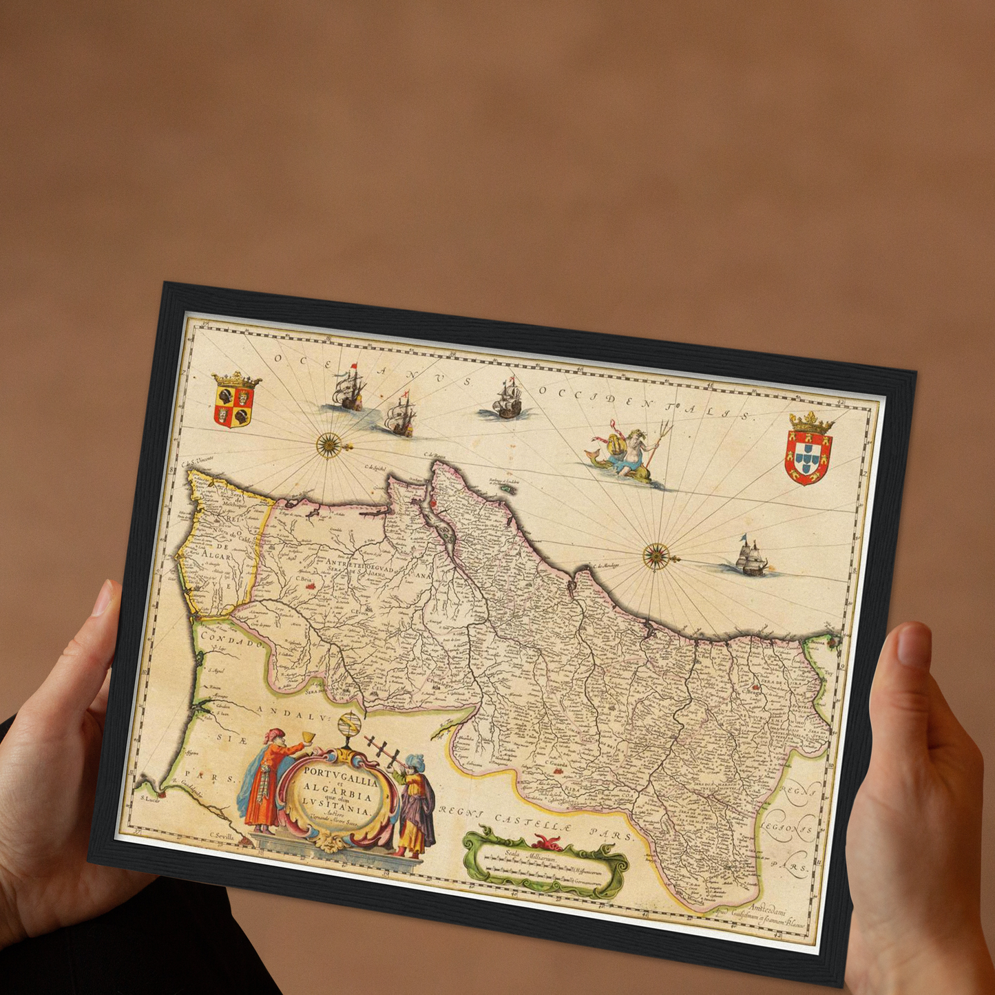 Historische Landkarte Portugal um 1635
