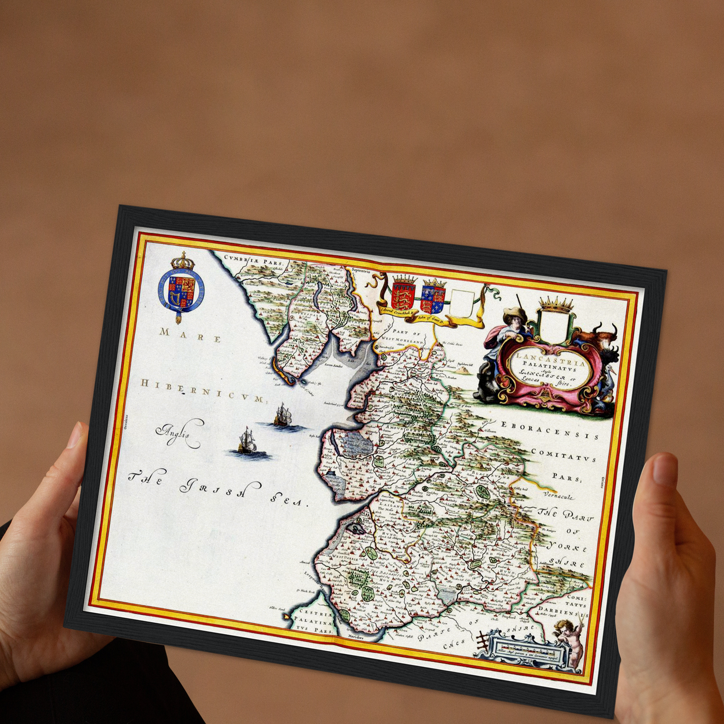 Historische Landkarte Lancashire um 1646