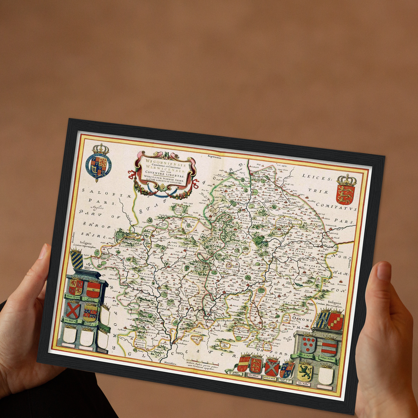 Historische Landkarte Worcestershire um 1646