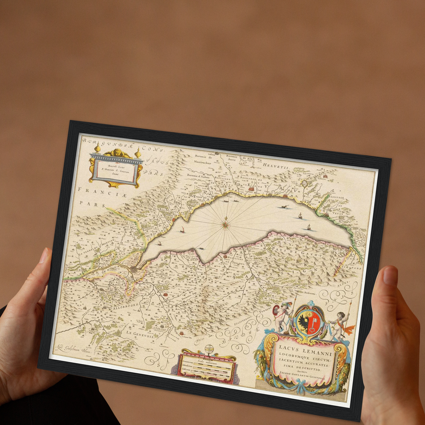 Historische Landkarte Genfer See um 1635
