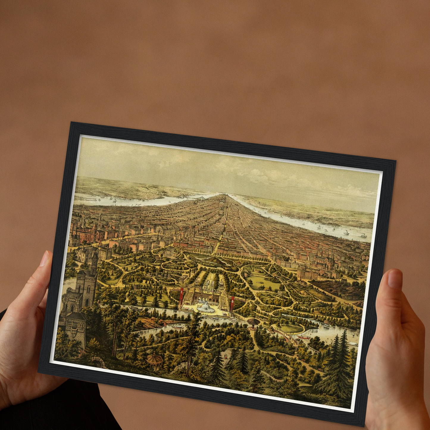 Historische Stadtansicht New York City von Norden um 1873