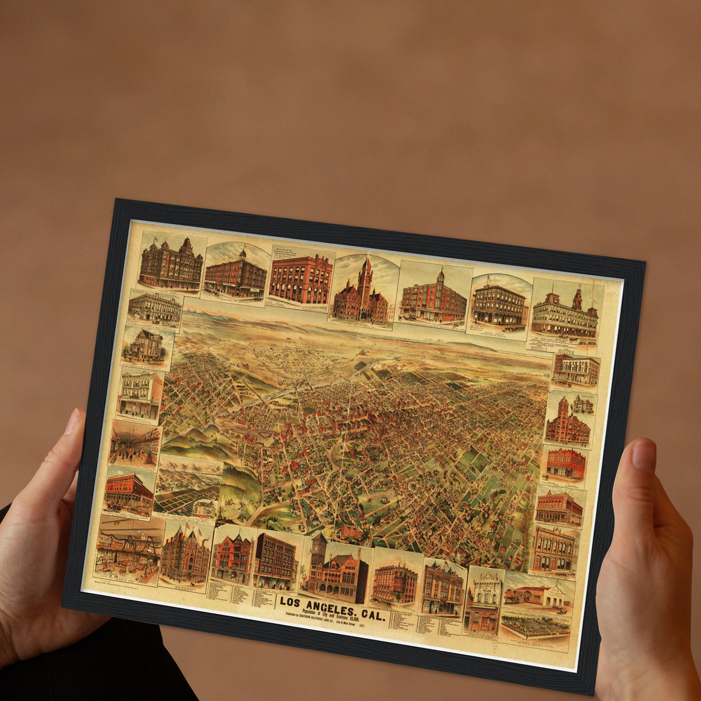 Historische Stadtansicht Los Angeles um 1891