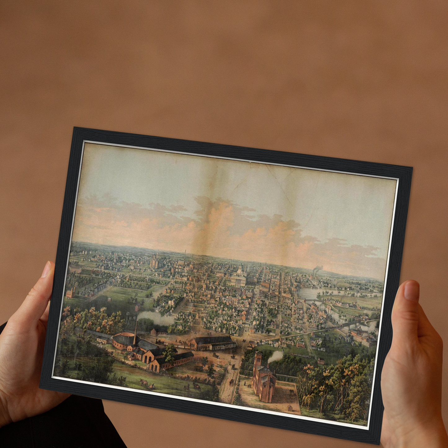 Historische Stadtansicht Columbus um 1861