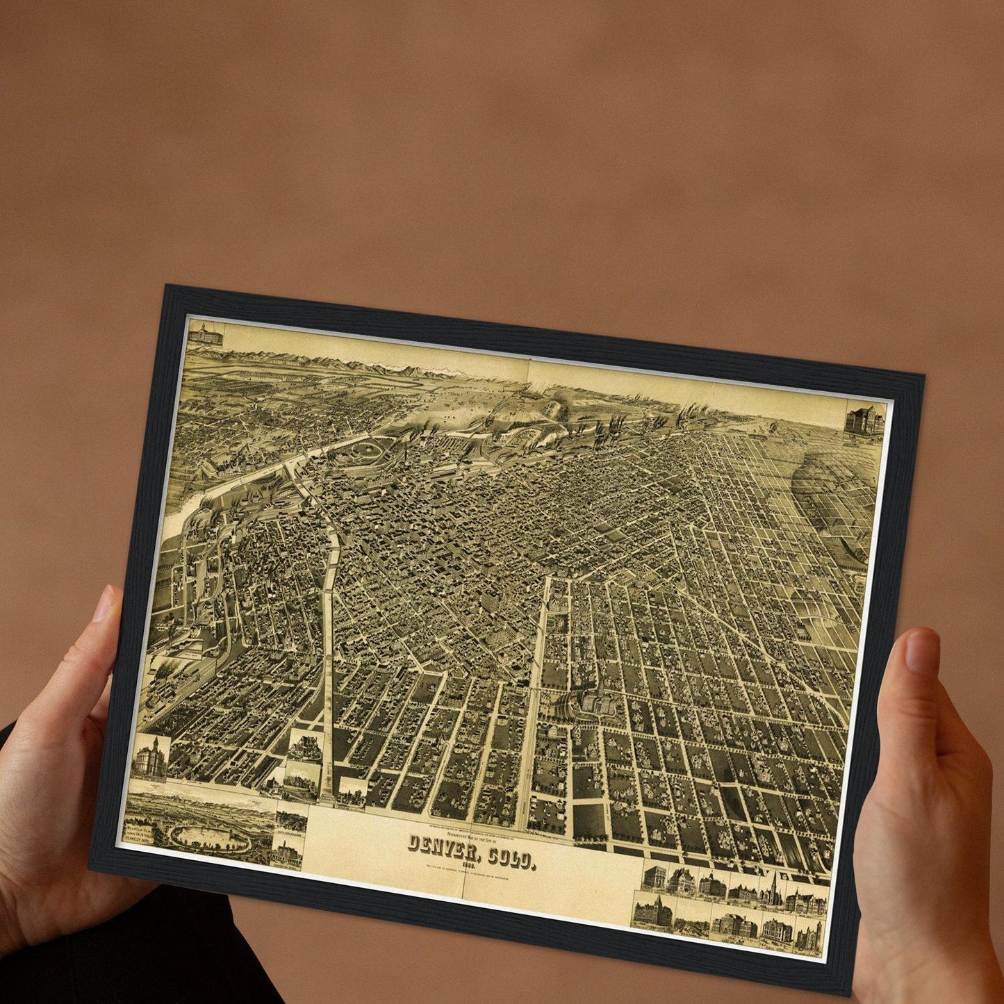 Historische Stadtansicht Denver um 1889