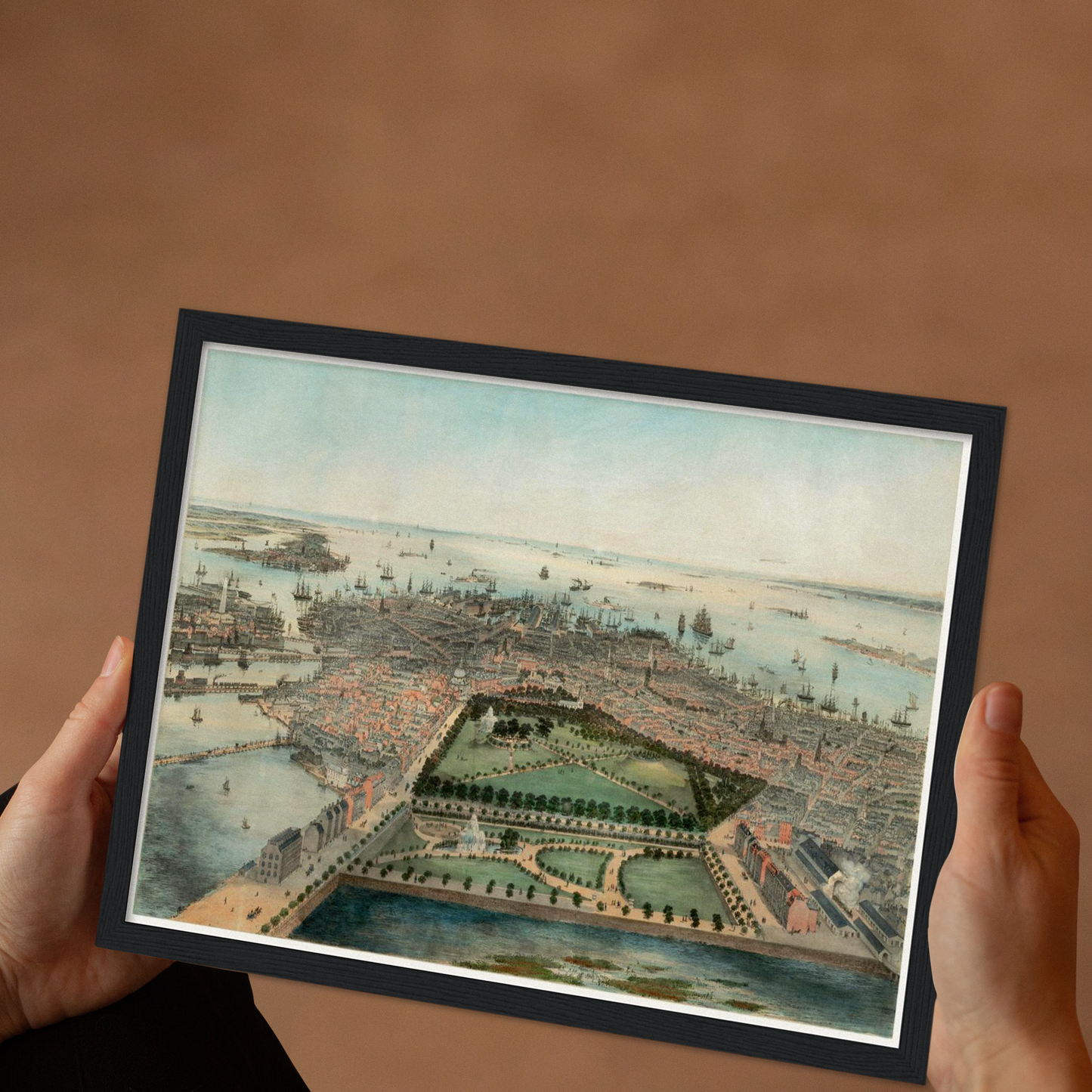 Historische Stadtansicht Boston um 1850
