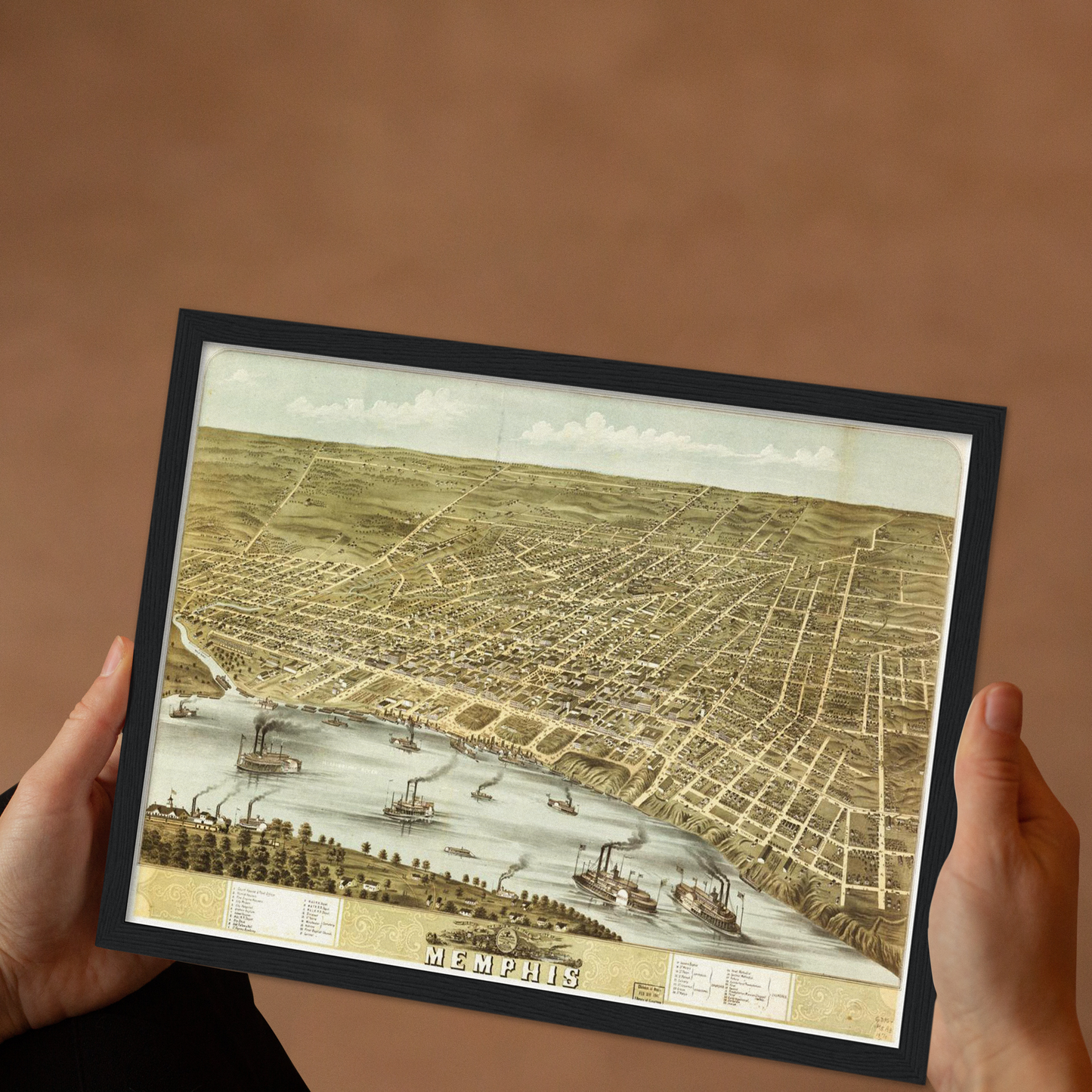 Historische Stadtansicht Memphis um 1870