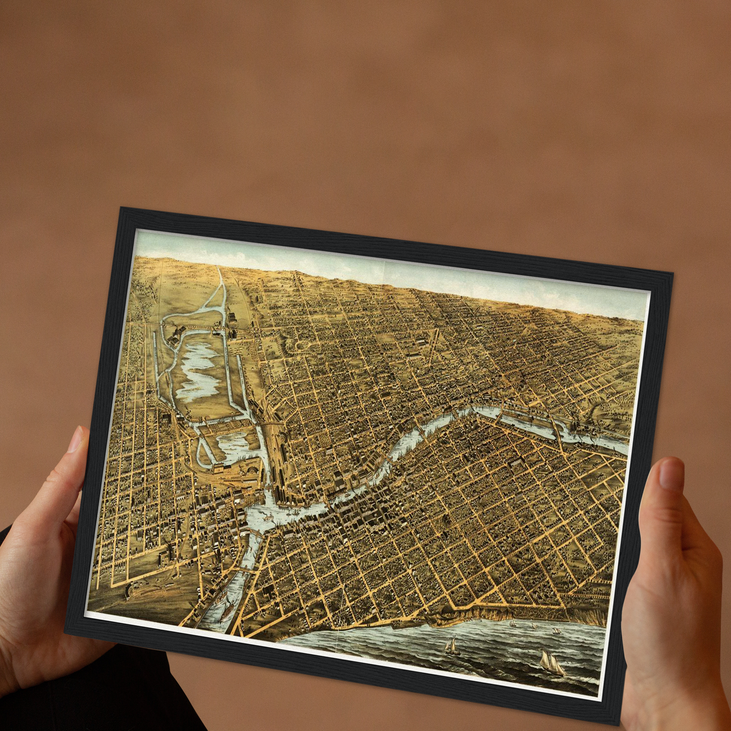 Historische Stadtansicht Milwaukee um 1872