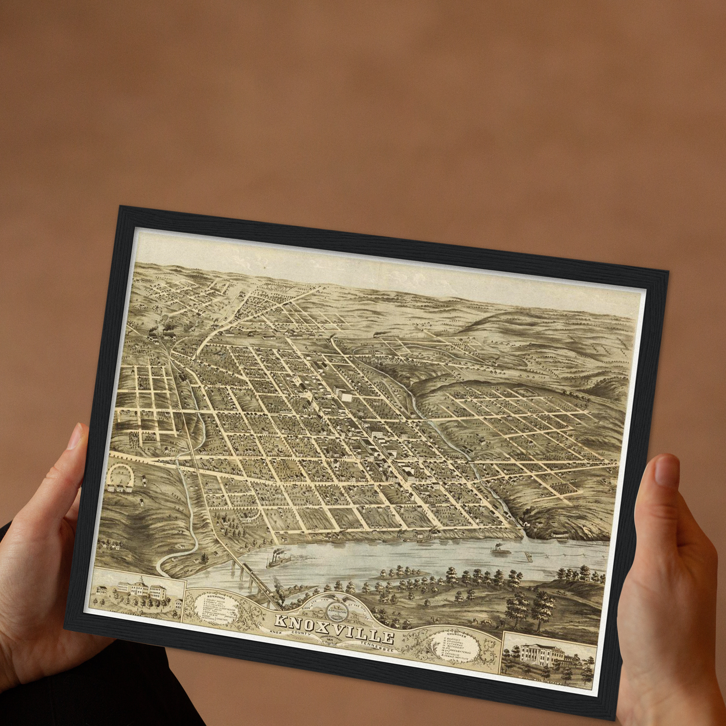 Historische Stadtansicht Knoxville um 1871