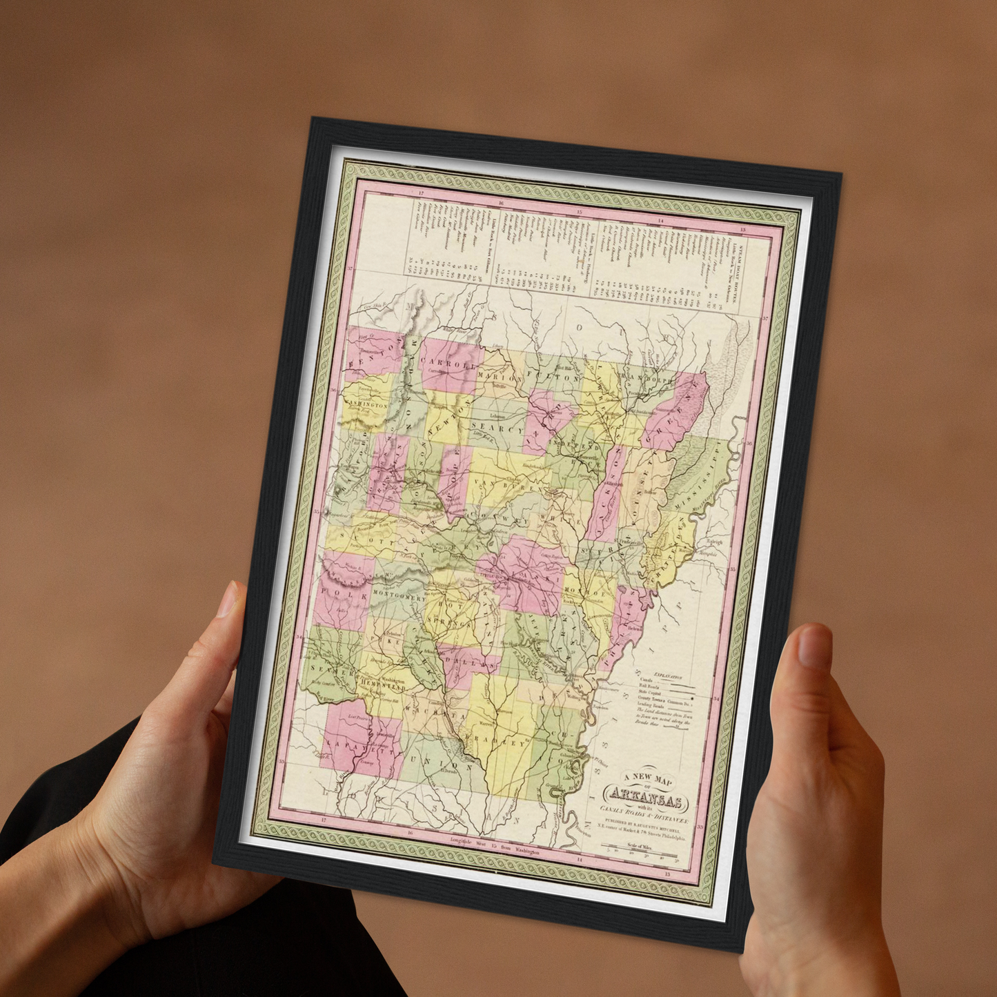 Historische Landkarte Arkansas um 1849