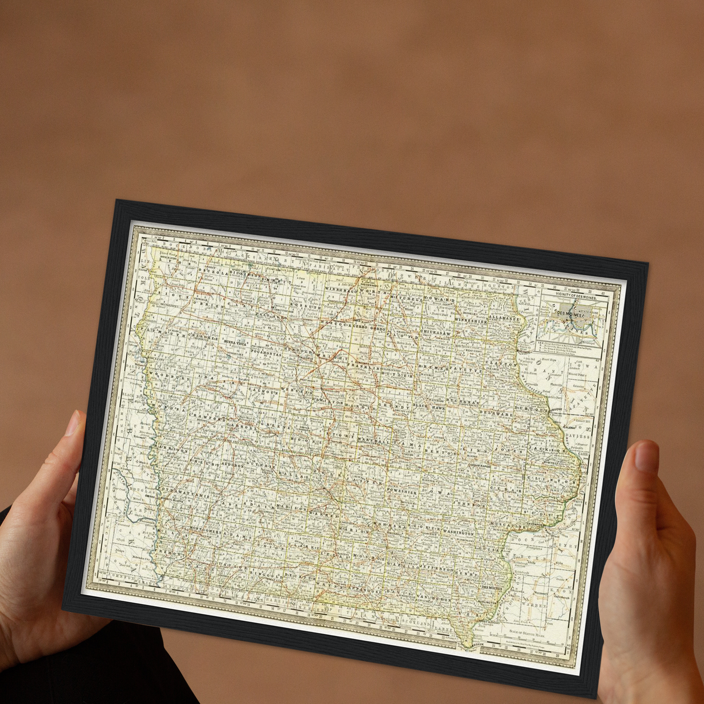 Historische Landkarte Iowa um 1882