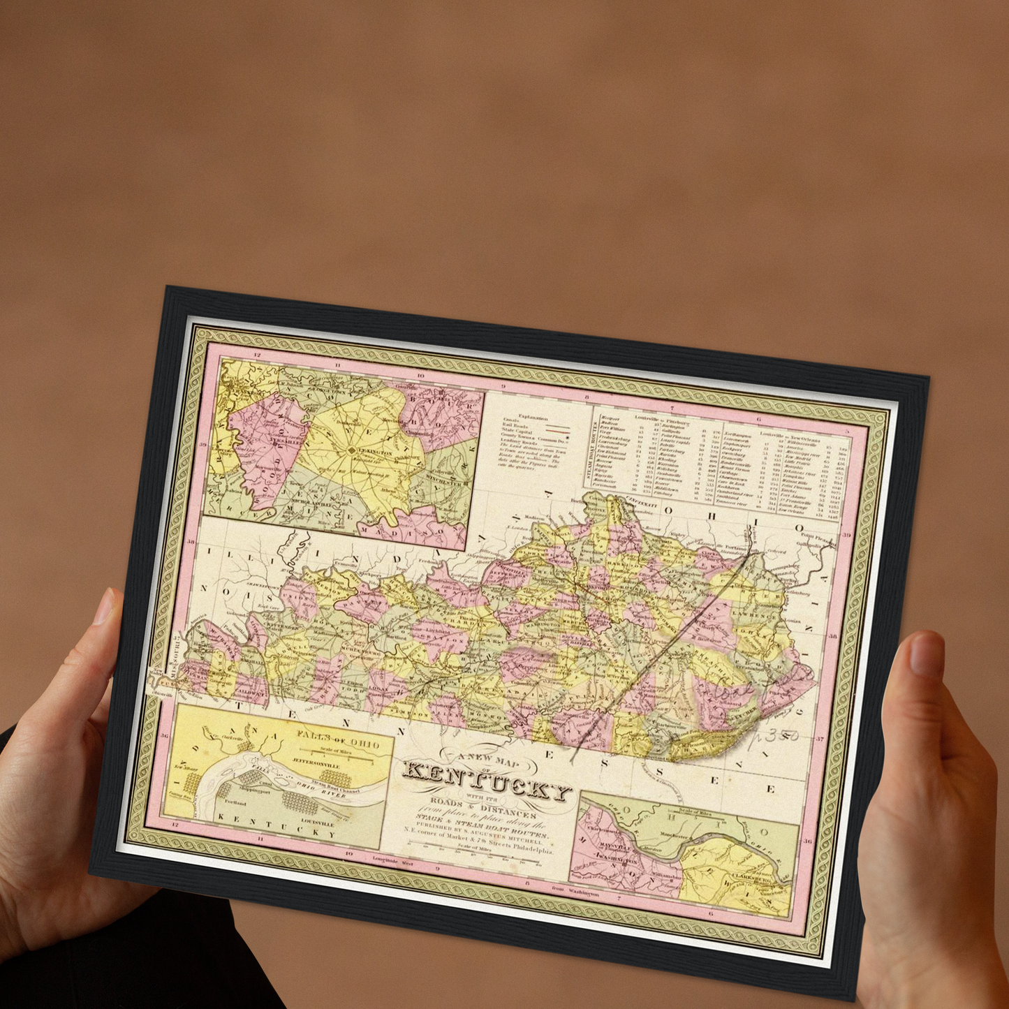 Historische Landkarte Kentucky um 1849