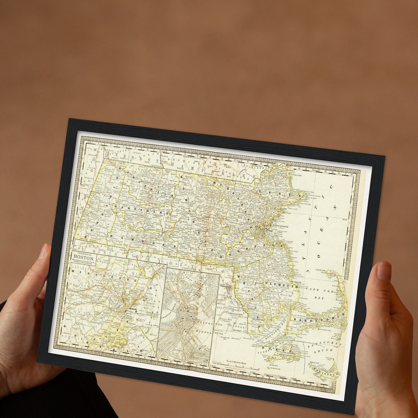 Historische Landkarte Massachusetts um 1882