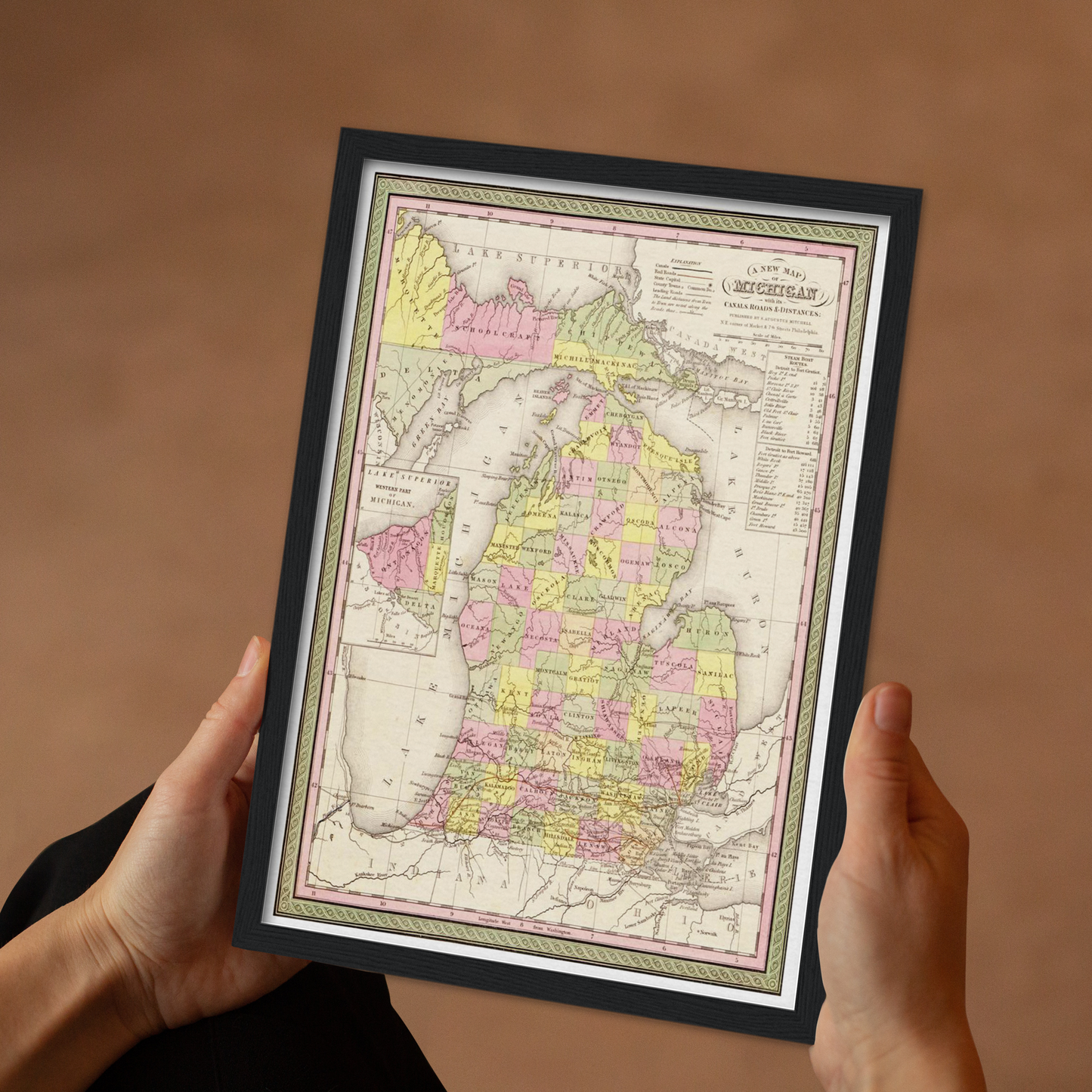 Historische Landkarte Michigan um 1849