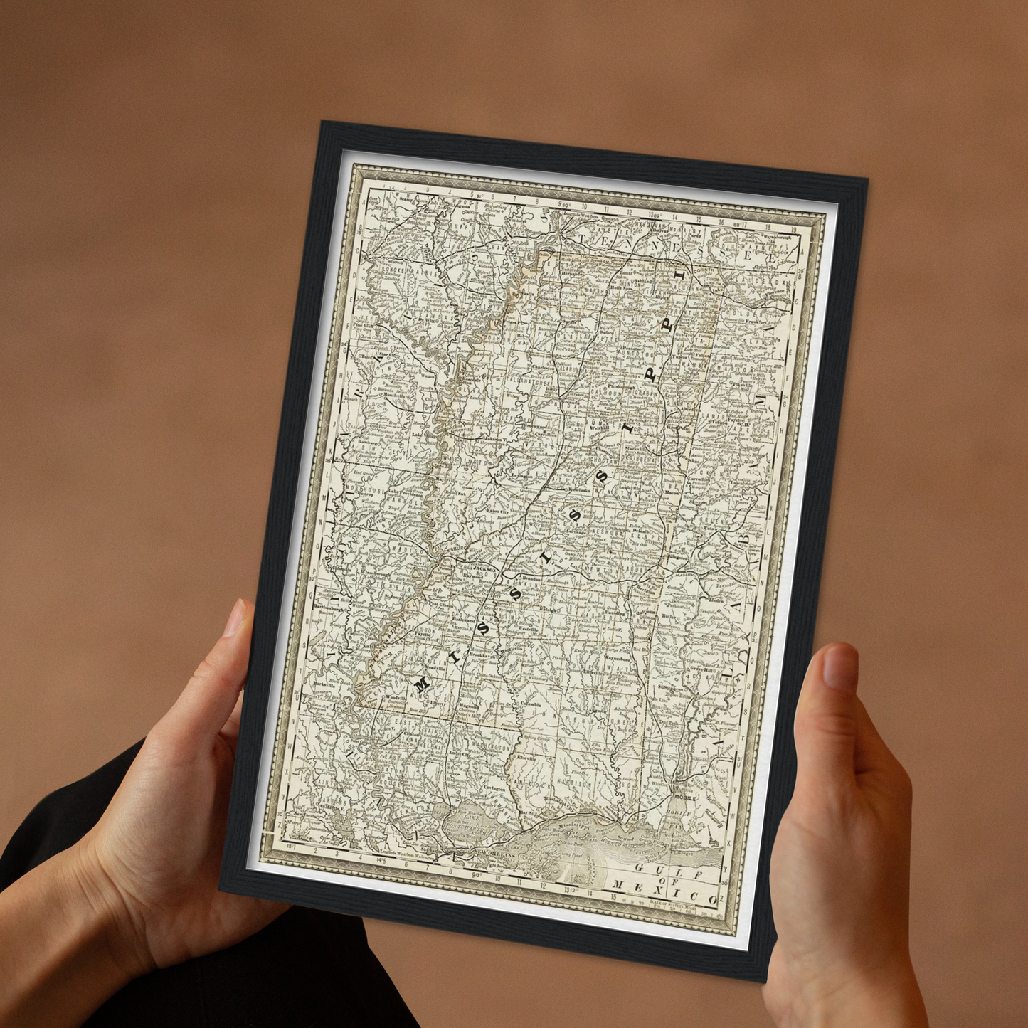 Historische Landkarte Mississippi um 1882
