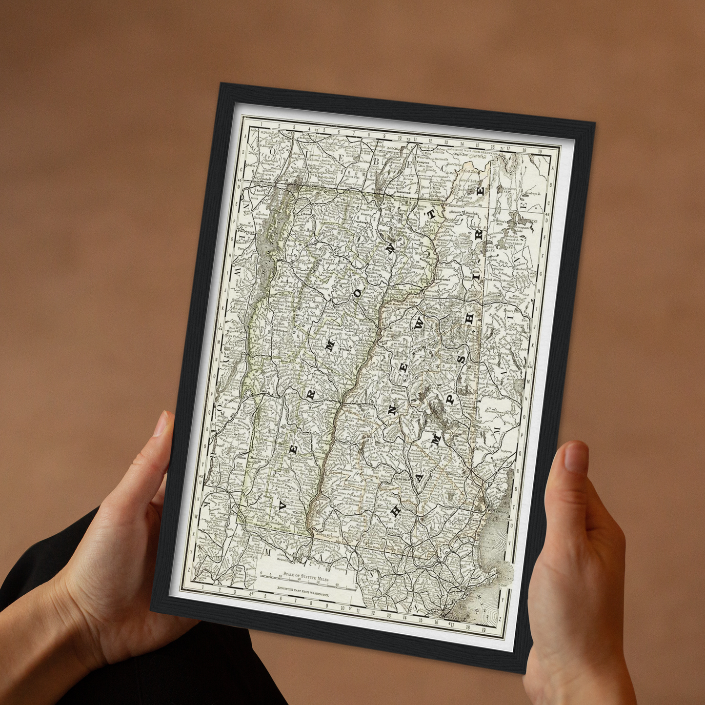 Historische Landkarte New Hampshire & Vermont um 1882