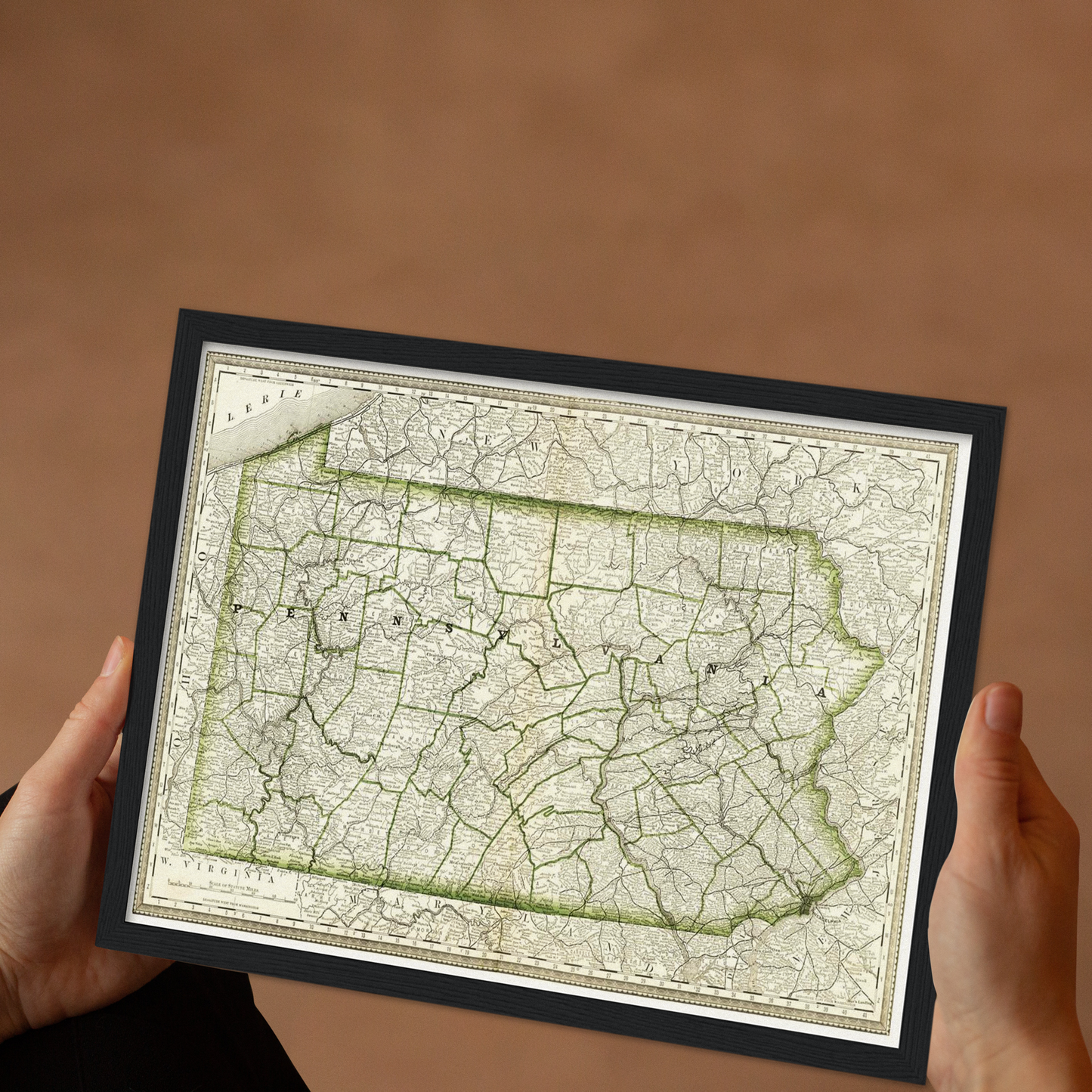 Historische Landkarte Pennsylvania um 1882