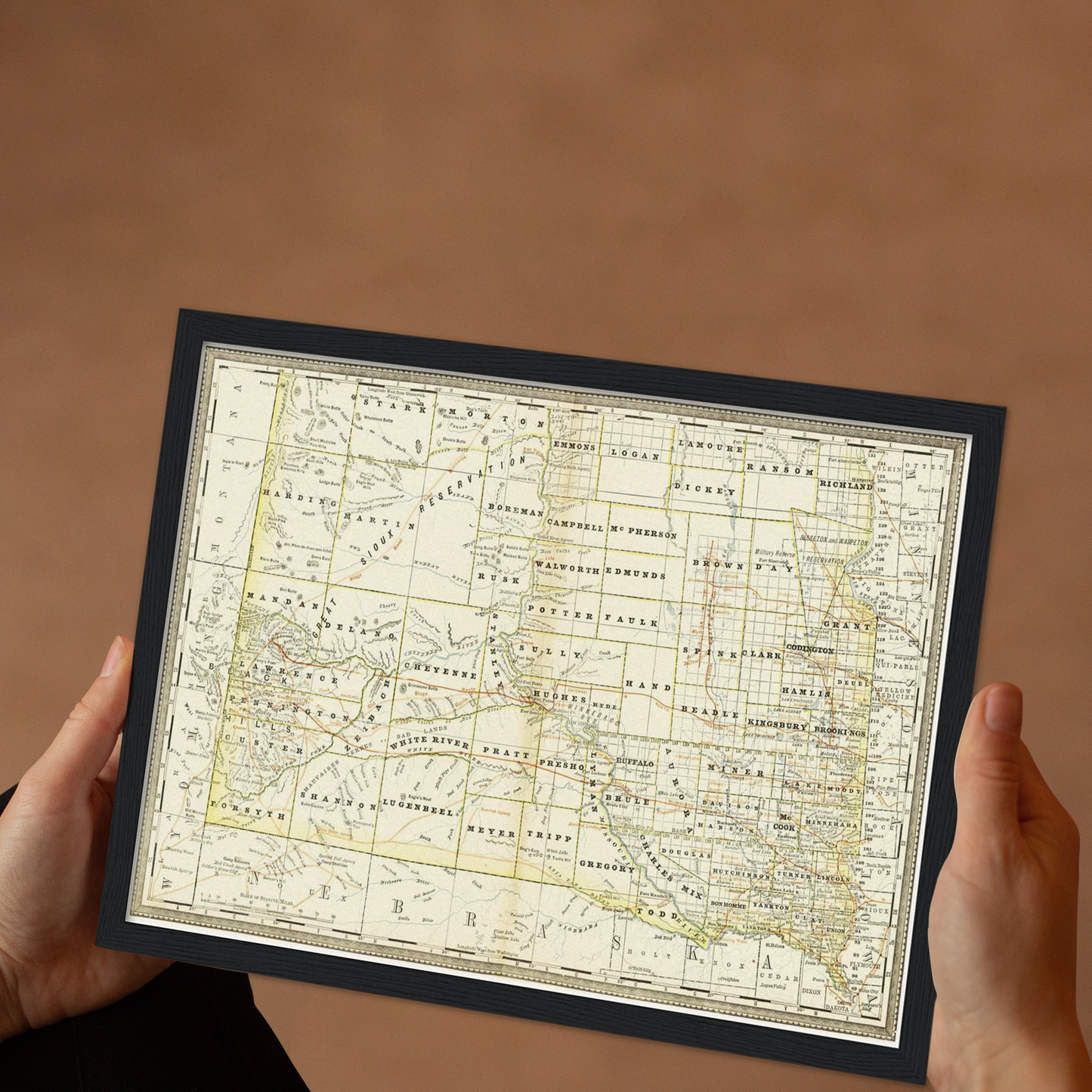 Historische Landkarte South Dakota um 1882