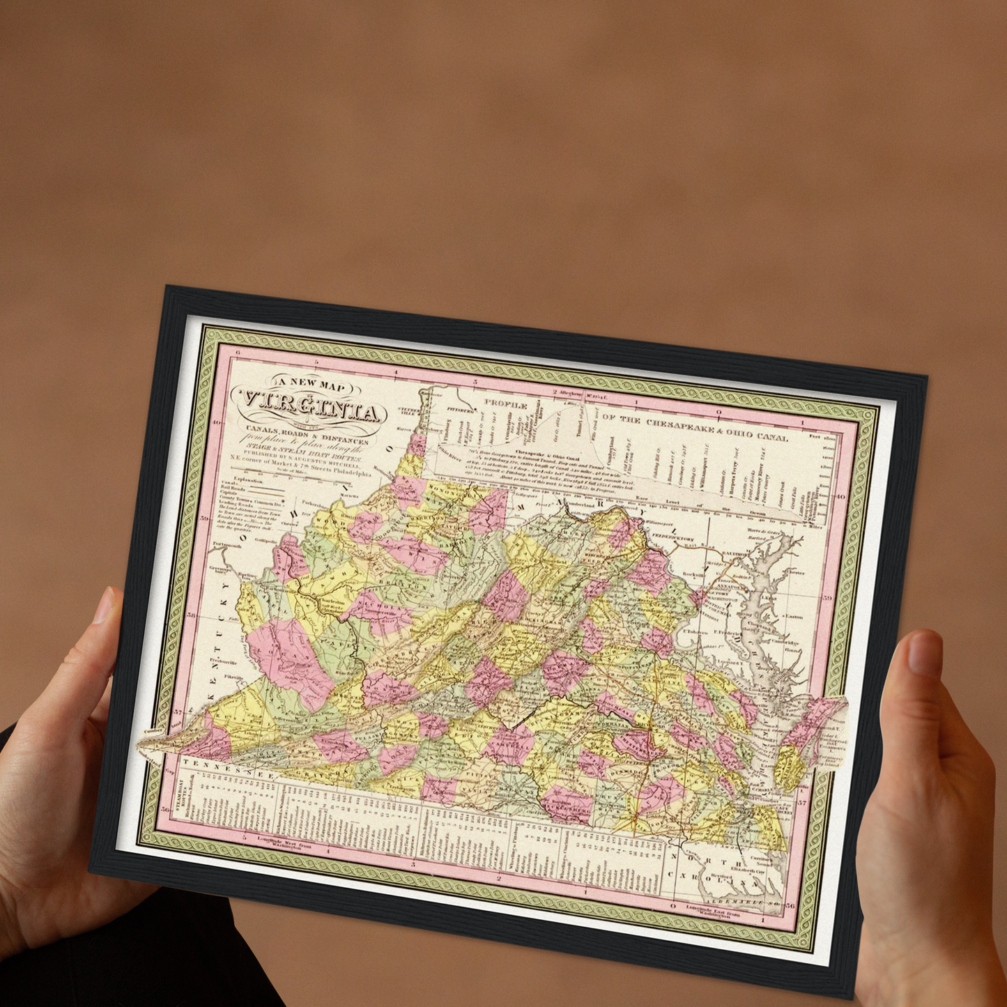 Historische Landkarte Virginia um 1849
