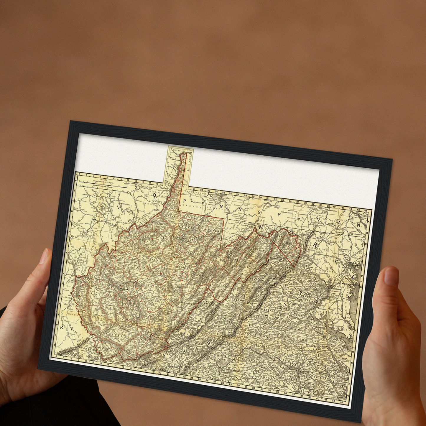 Historische Landkarte West Virginia um 1898